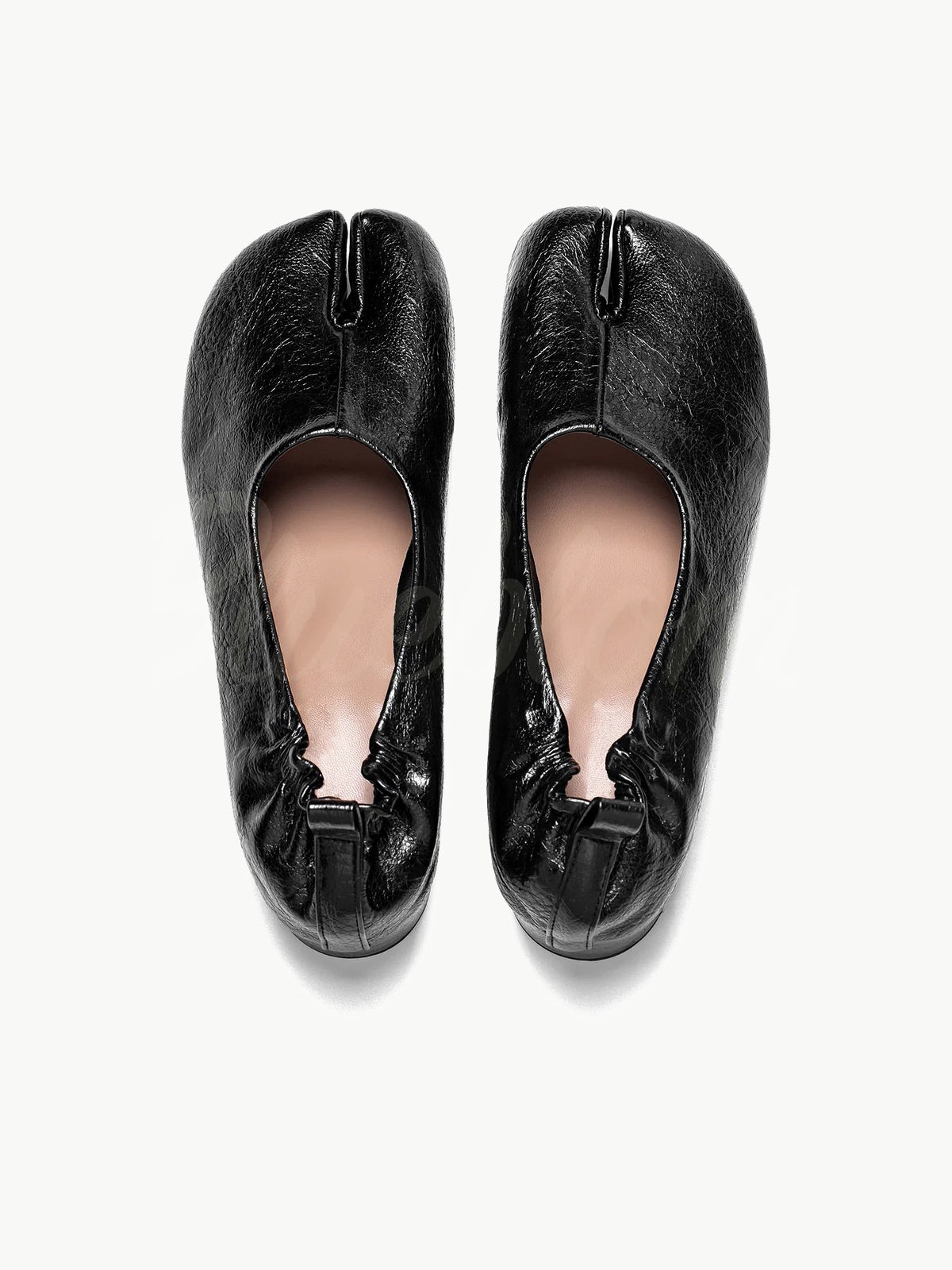 Black Thick Heeled Pleated Tabi Shoes