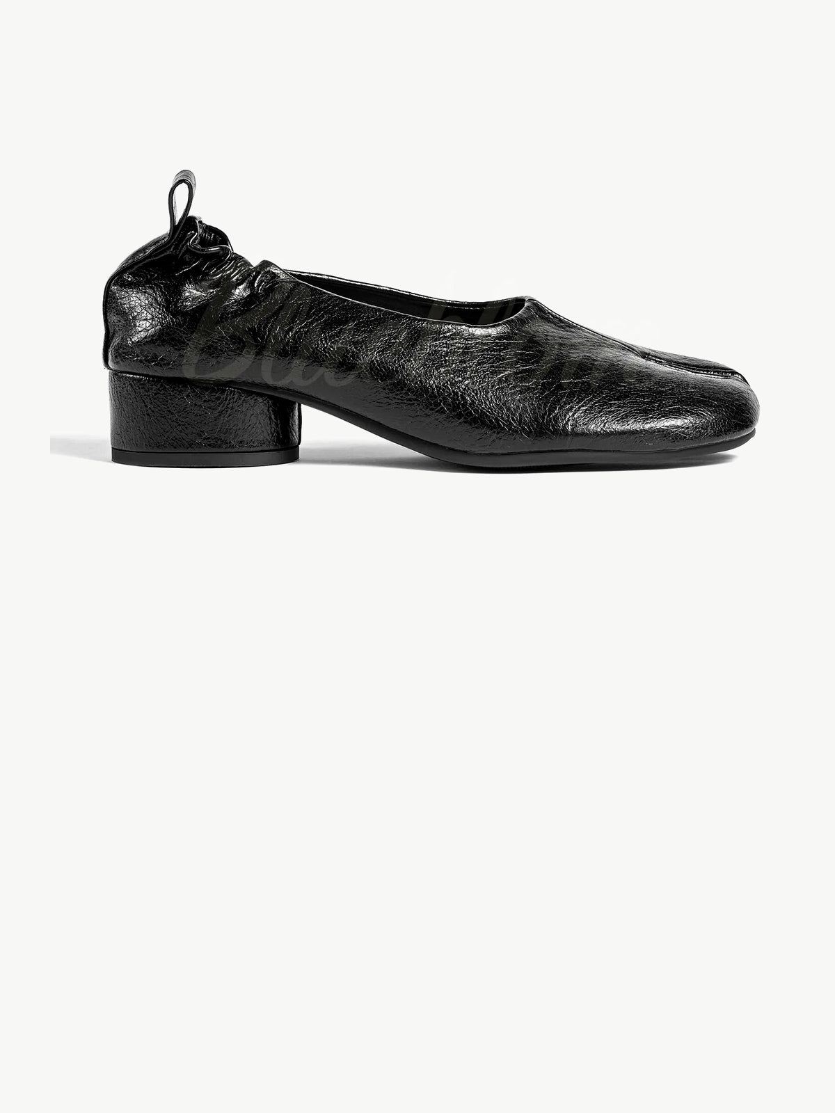 Black Thick Heeled Pleated Tabi Shoes