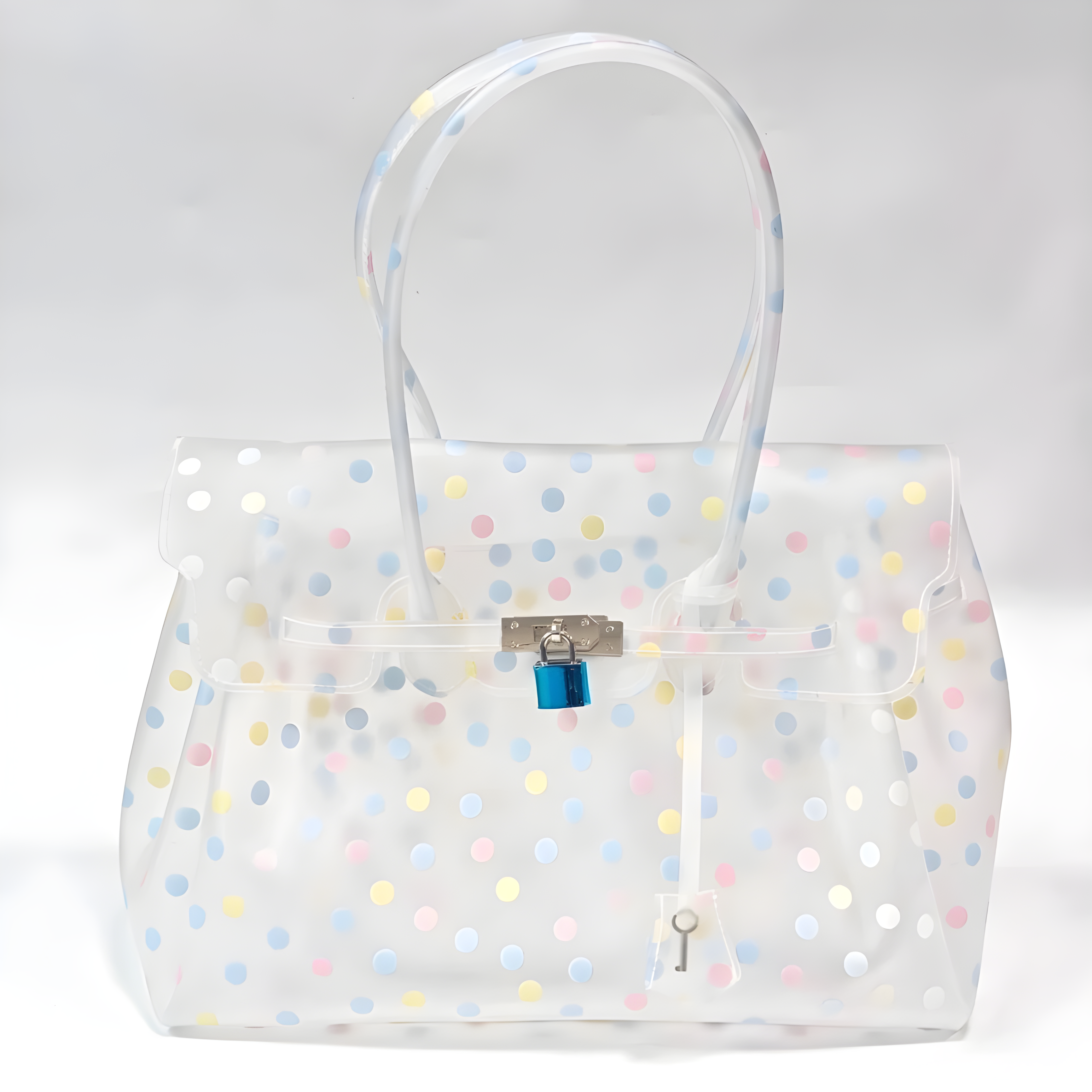 White Polka Dot TPU Jelly Tote Bag jellyfirkin bag