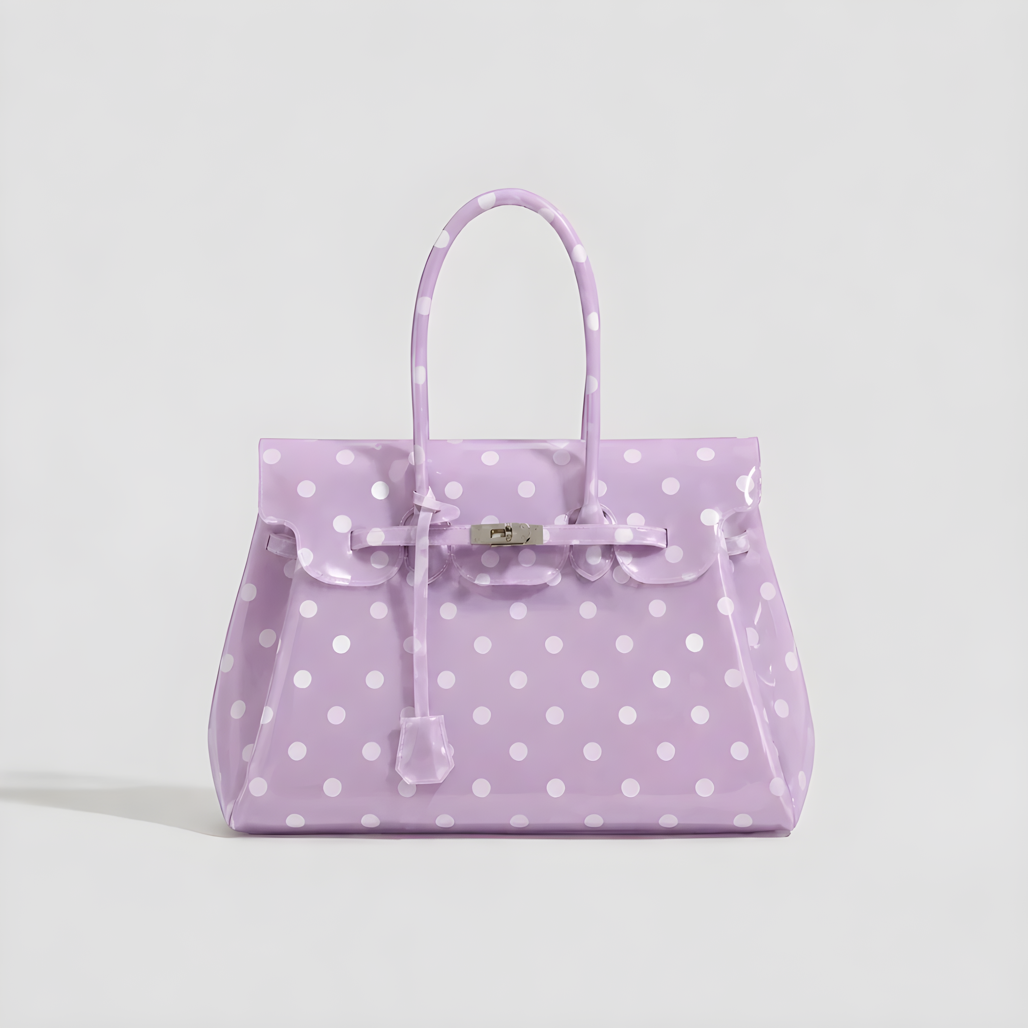 Purple White Polka Dot TPU Jelly Tote Bag jellyfirkin bag