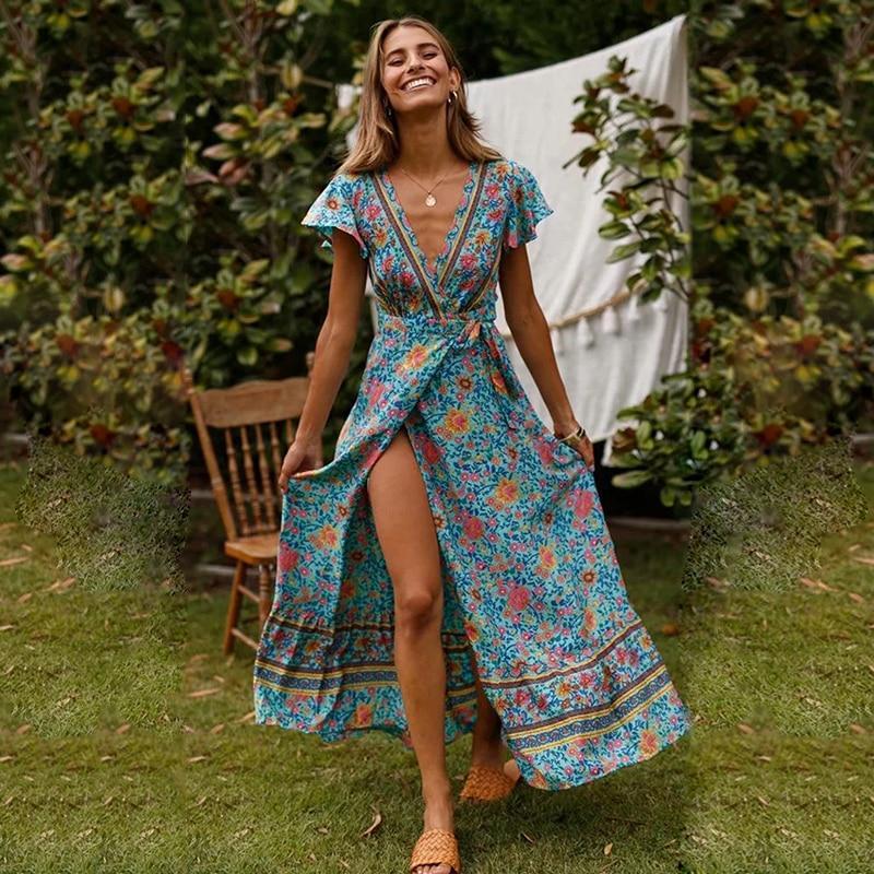 Bohemian Cut-Out Long Boho Dress