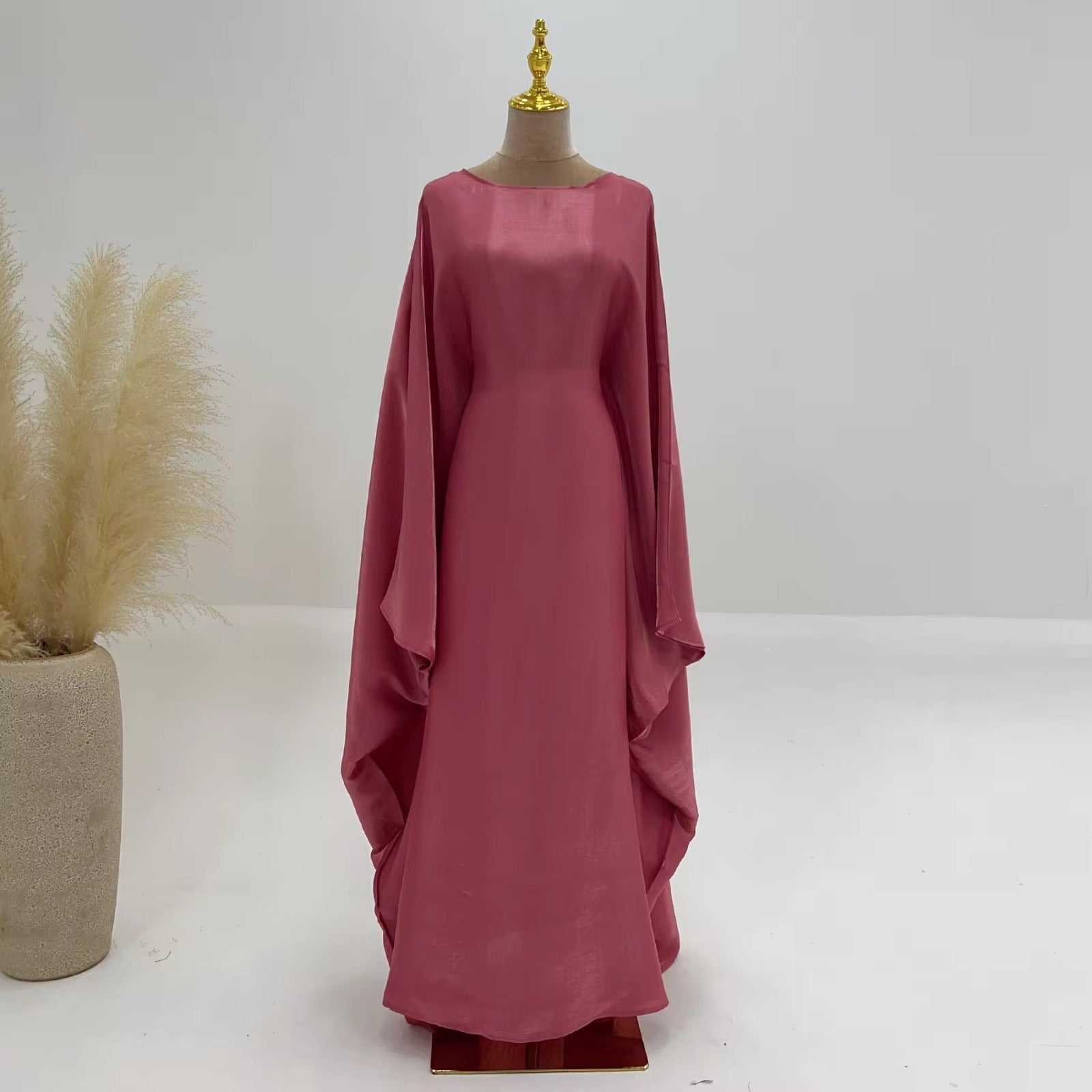 Baraa Batwing Satin Sleeve Abaya Maxi Dress kaftan dress