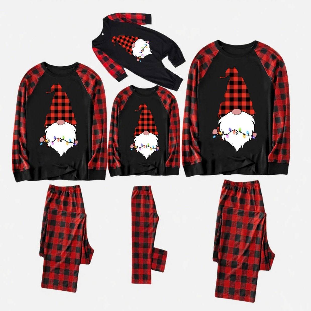 Plaid Jolly-Elk Print Family Christmas Pajamas