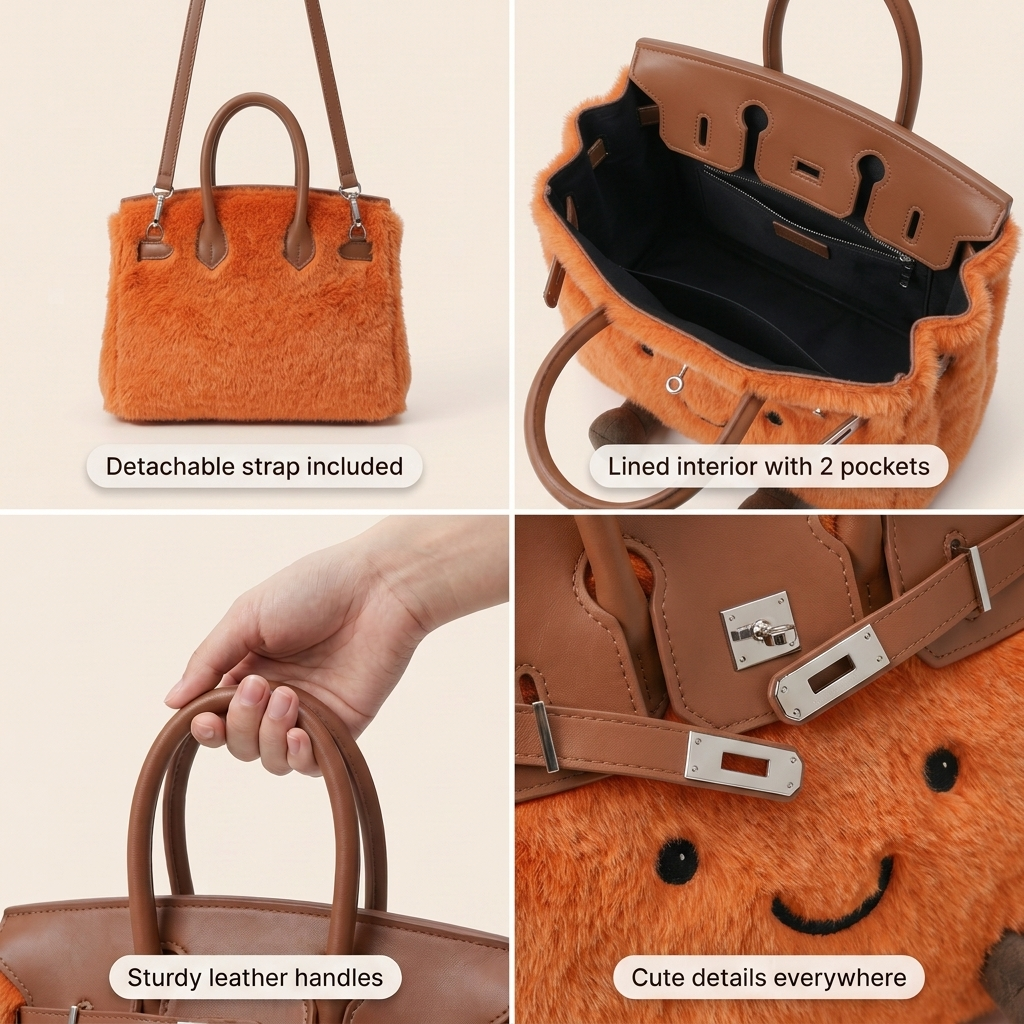 Fluffy Fox Orange-Jellycat Mini brikin  Bag