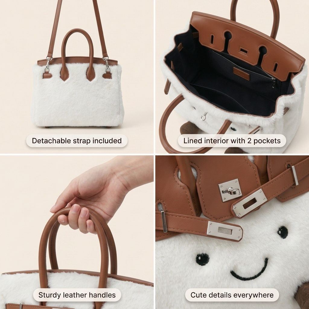 Fluffy Fox White-Jellycat Mini brikin  Bag