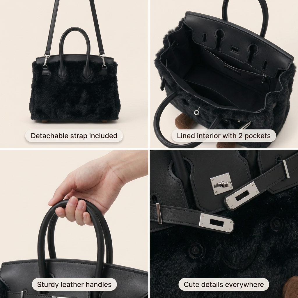 Fluffy Fox Black-Jellycat Mini brikin  Bag