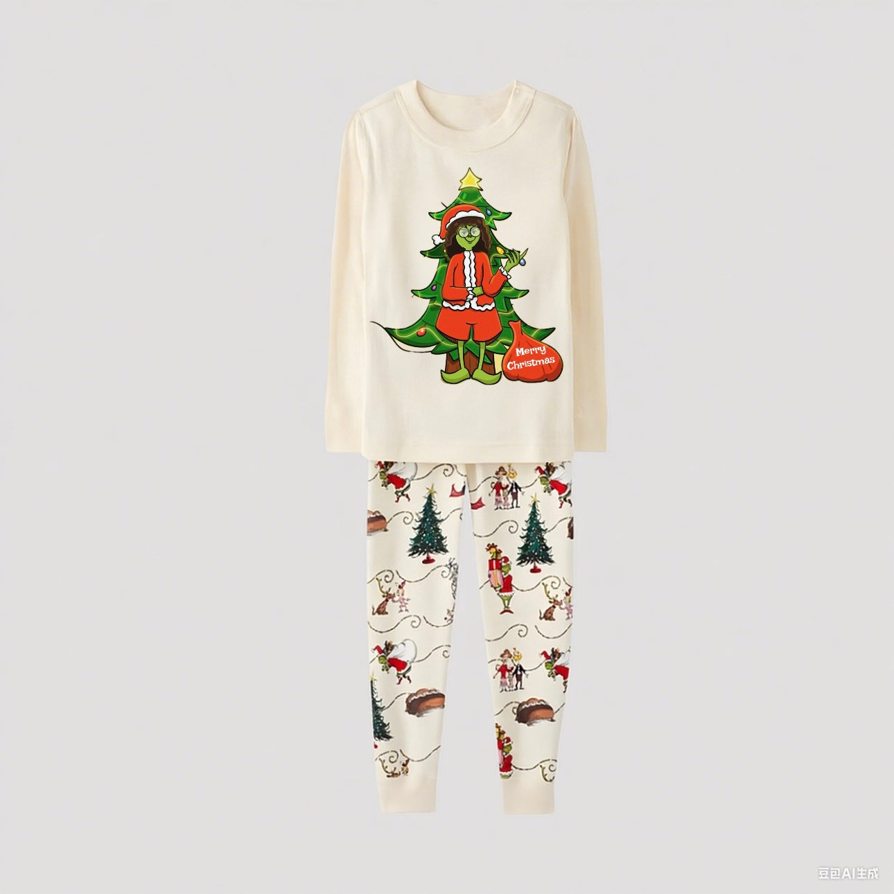 Tree Hugs-Grinch Family Christmas Pajamas
