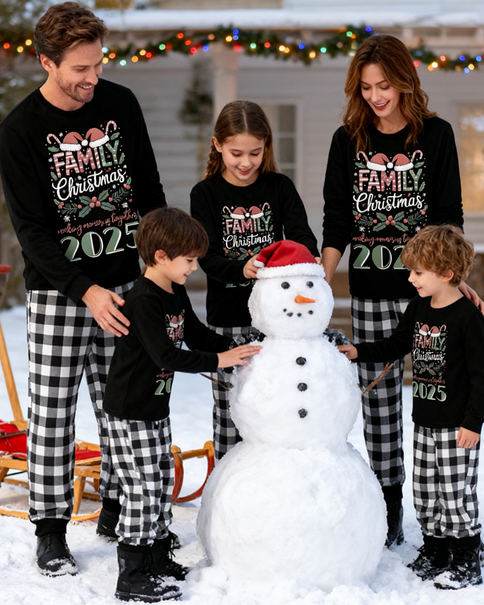 MEMORIES-Black and White Plaid Family Christmas Pajamas