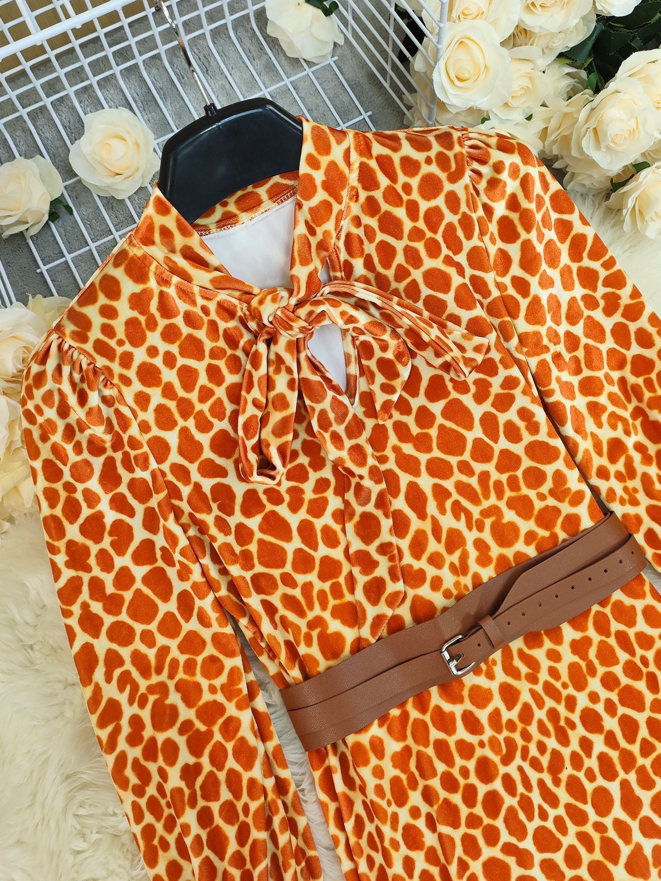 Caramel leopard Butterfly Boho Maxi Dress