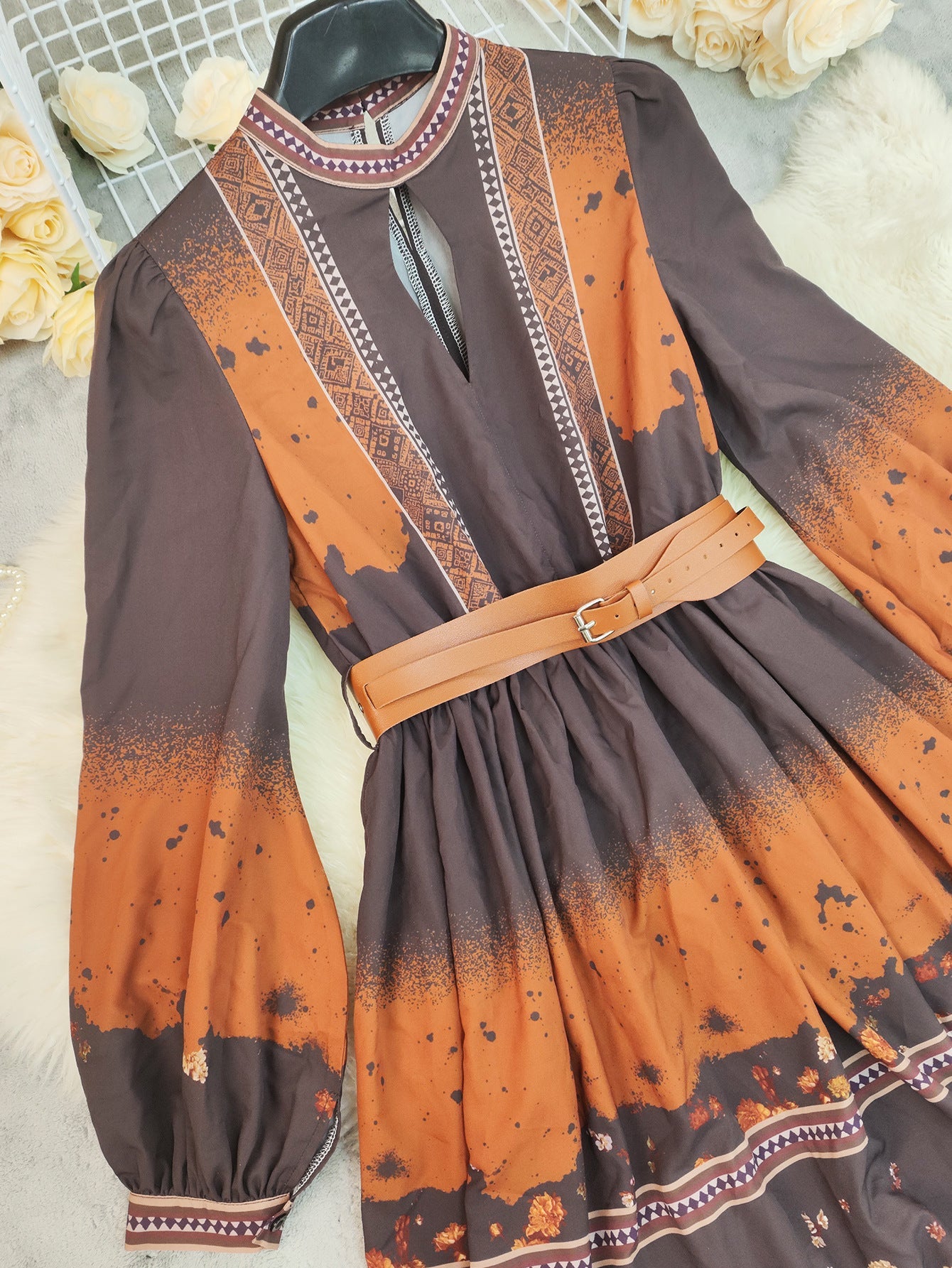 Smoky Brown Boho Maxi Dress