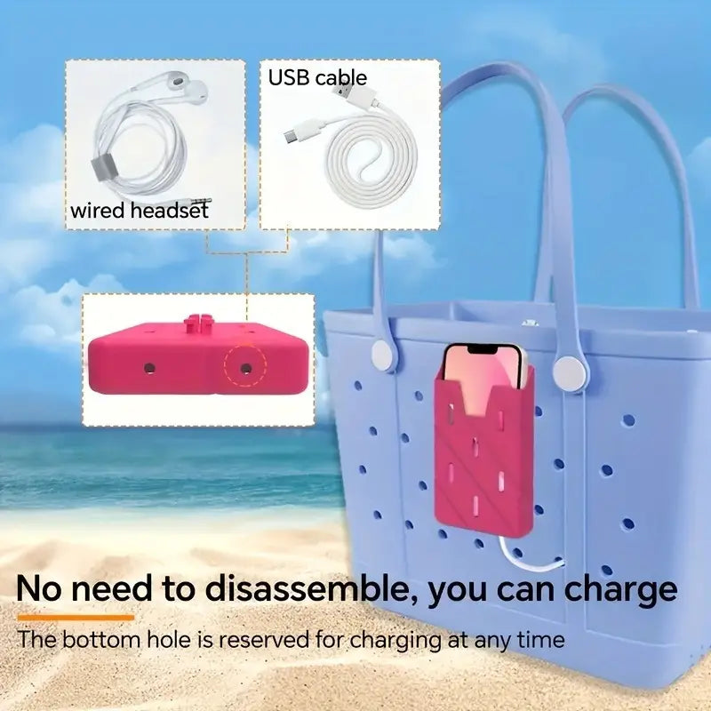 Silicone Cell Phone Organizer-Bogg Bag Beach Bag Decoration Accessories