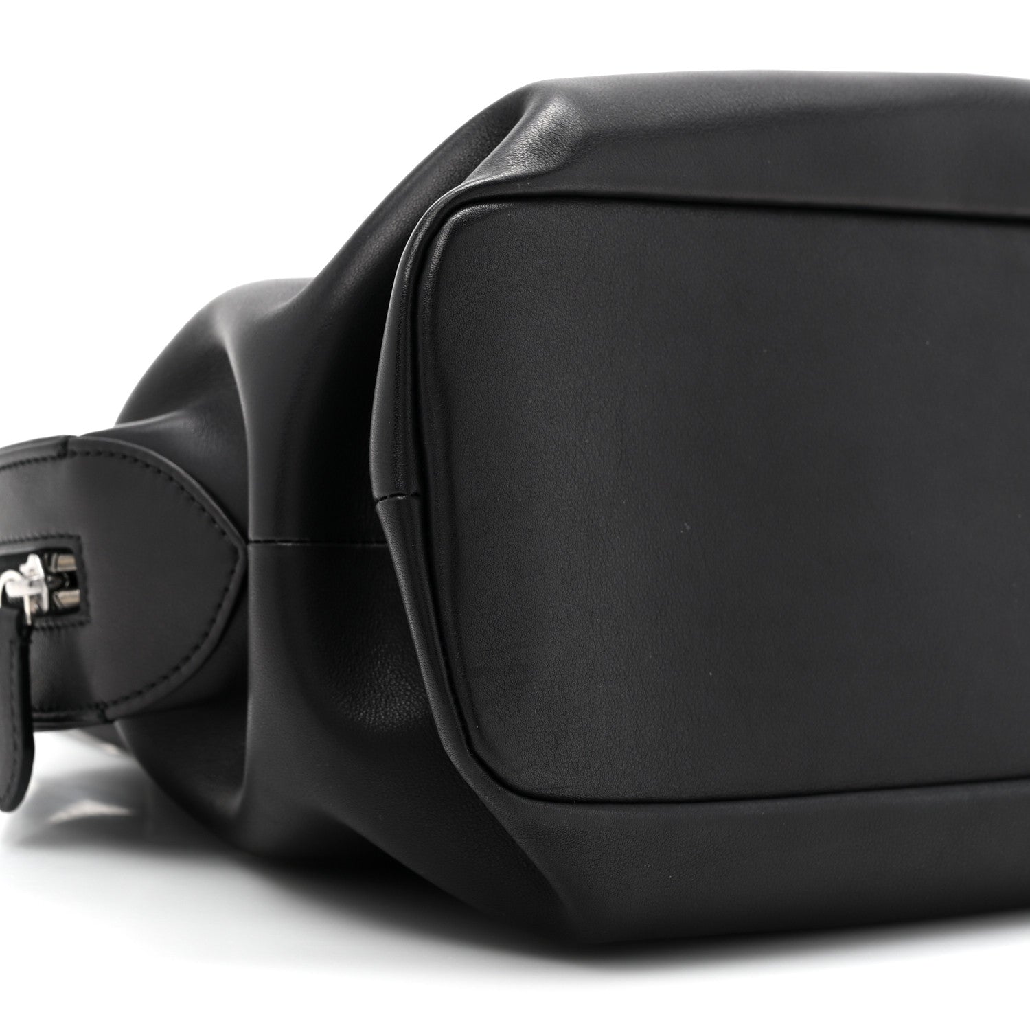 Polished Saddle Calfskin Agnes Leather Bag Black