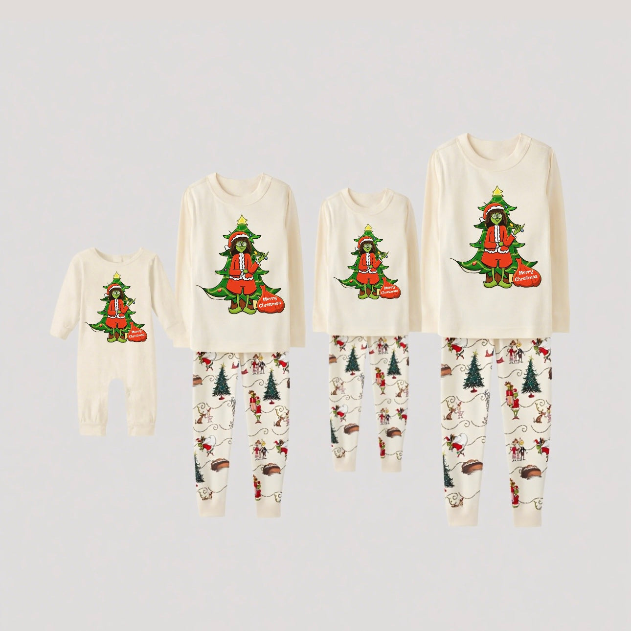 Tree Hugs-Grinch Family Christmas Pajamas