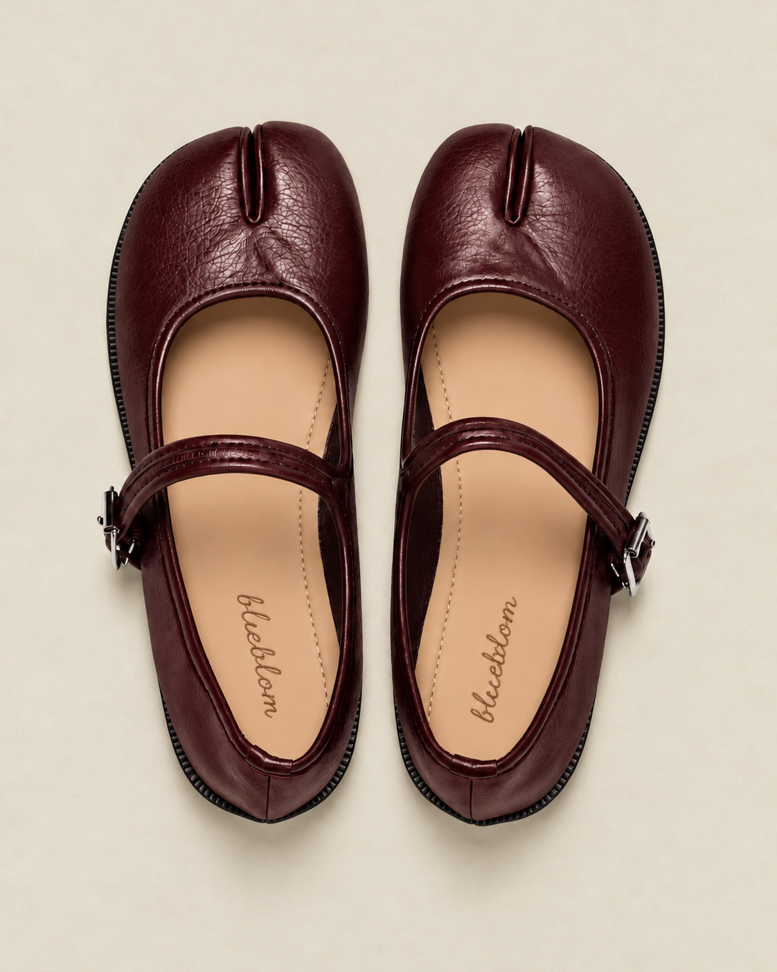 Red Adjustable Strap Tabi Mary Janes