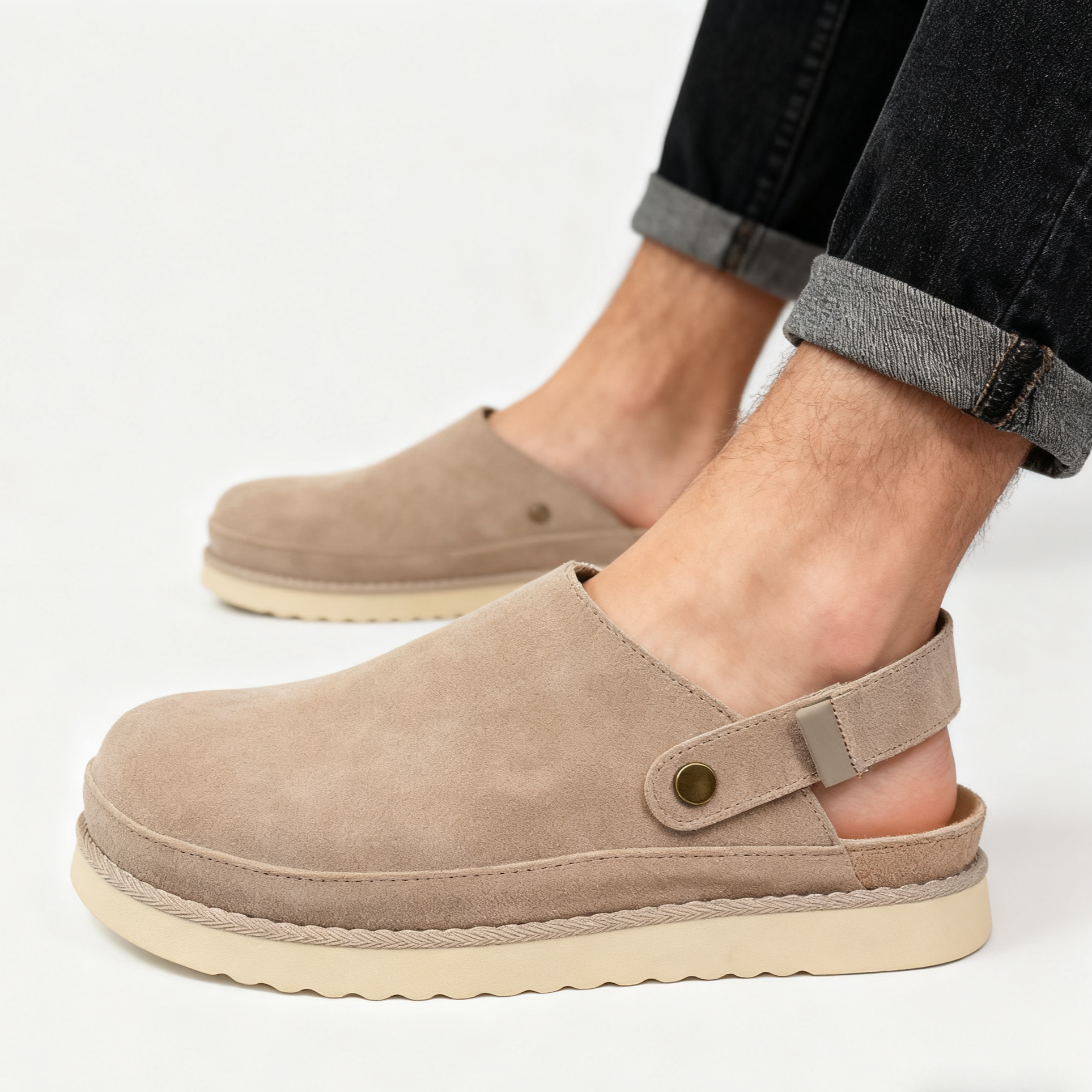 Comfort Suede 2-in-1 Strap Clogs