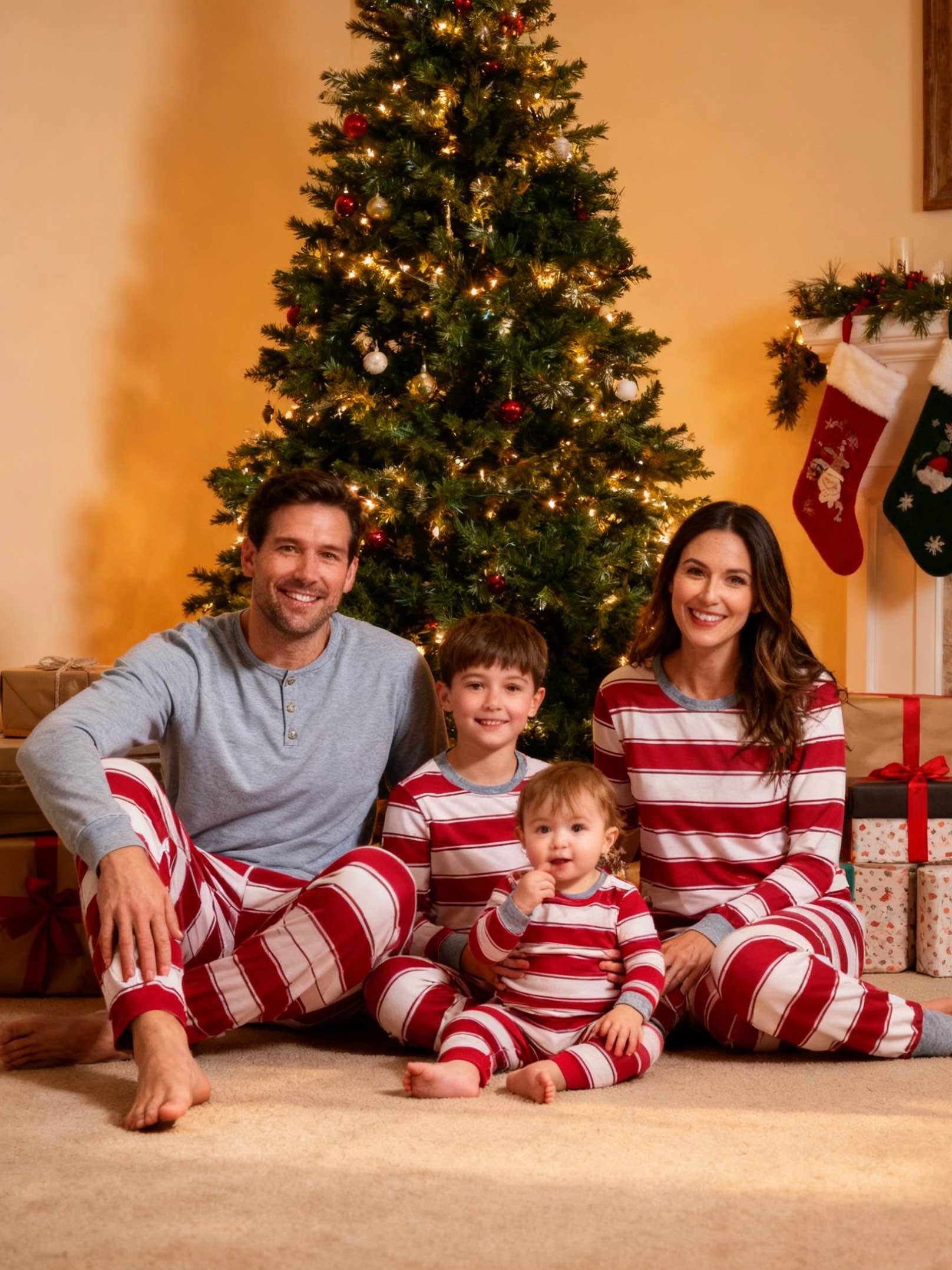 Pleasure Stripe- Red Plaid Family Christmas Pajamas