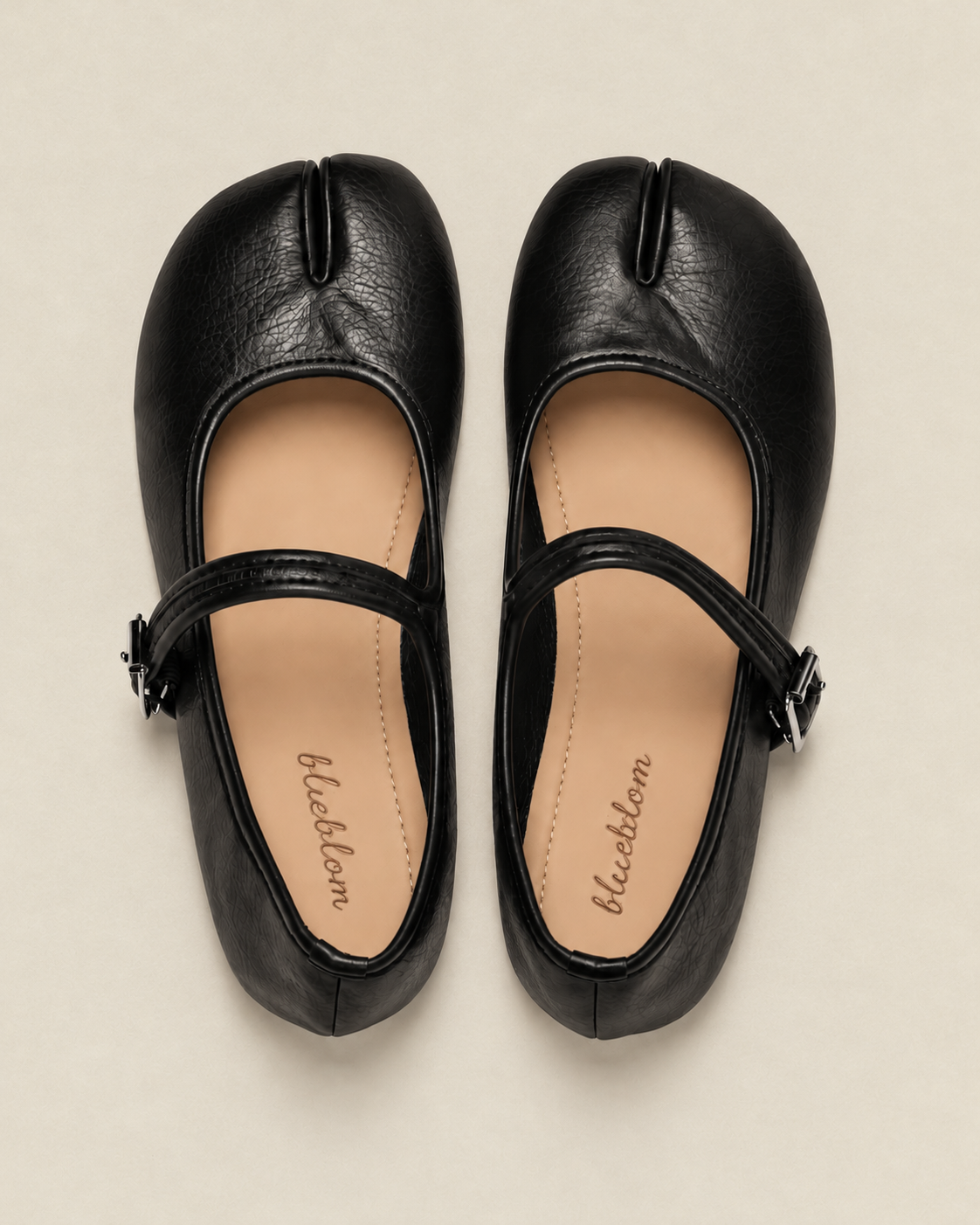 Black Round Toe Mary-Janes Tabi Shoes