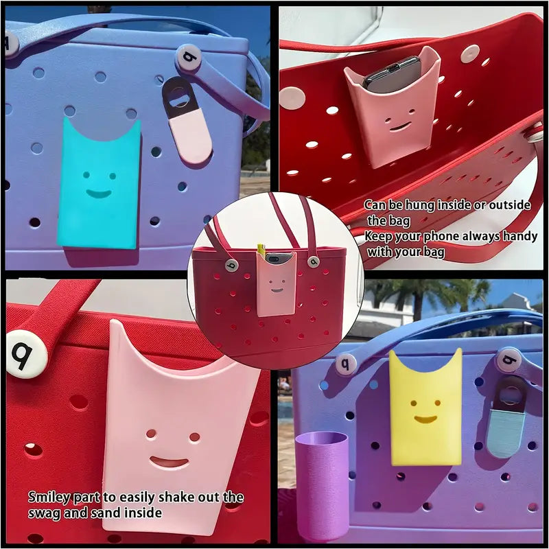 Smiley Phone Holder Insert-Bogg Bag Beach Bag Decoration Accessories