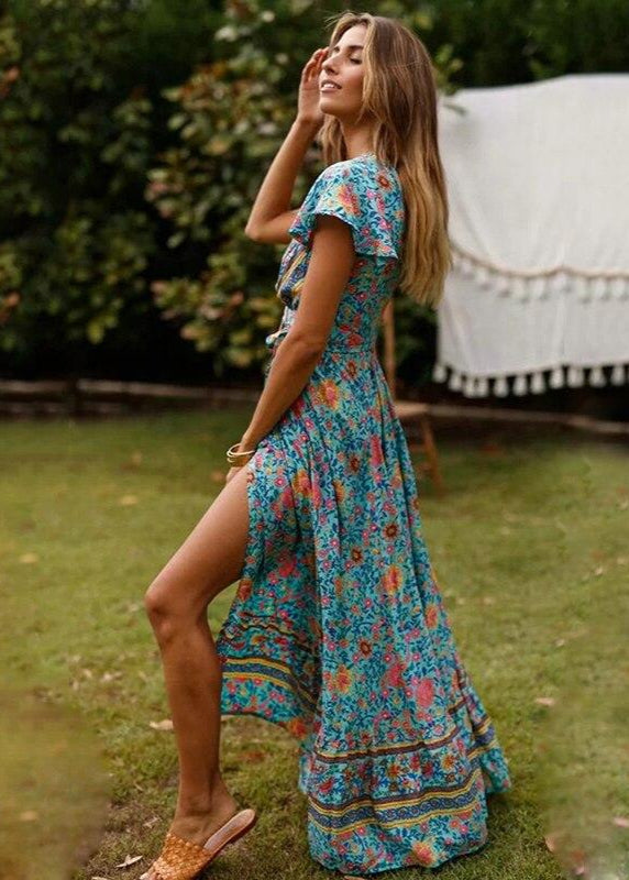 Bohemian Cut-Out Long Boho Dress