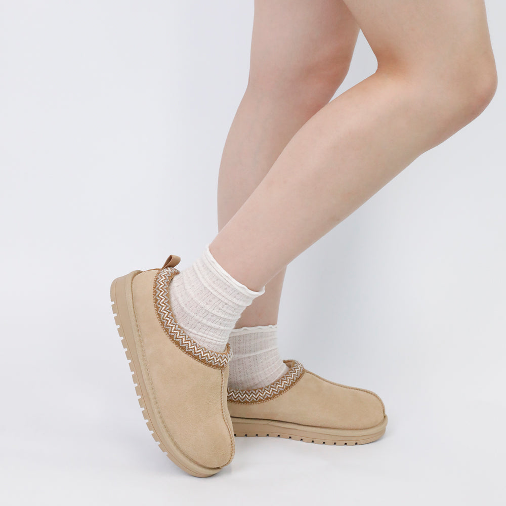 Suede Braided Fluffy Slip-on Slipper Shoes