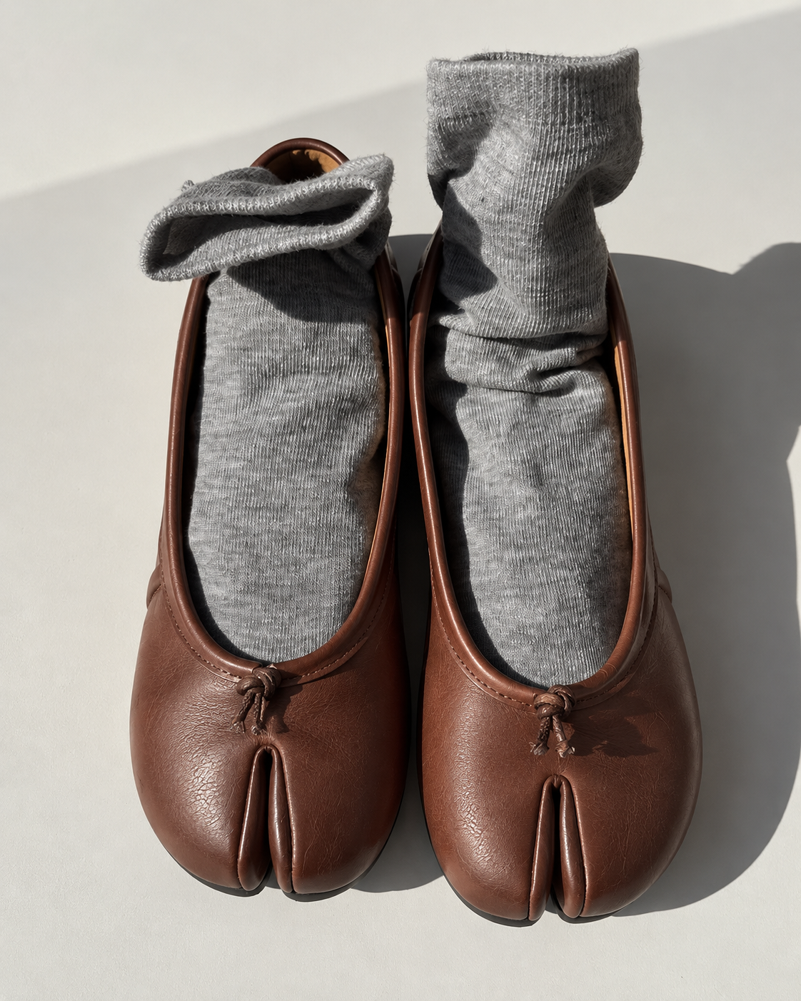 Brown Ballet Tabi Flats Shoes