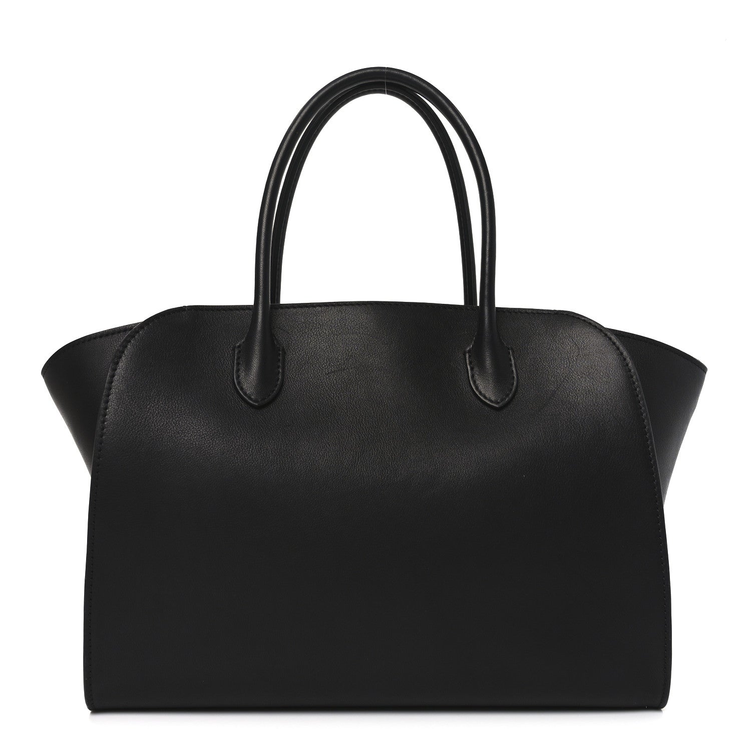 Polished Saddle Calfskin Marlo 12 Tote Bag Black