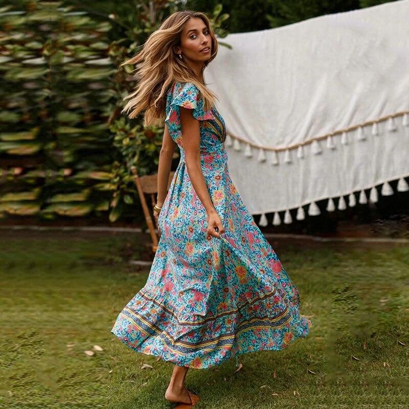 Bohemian Cut-Out Long Boho Dress