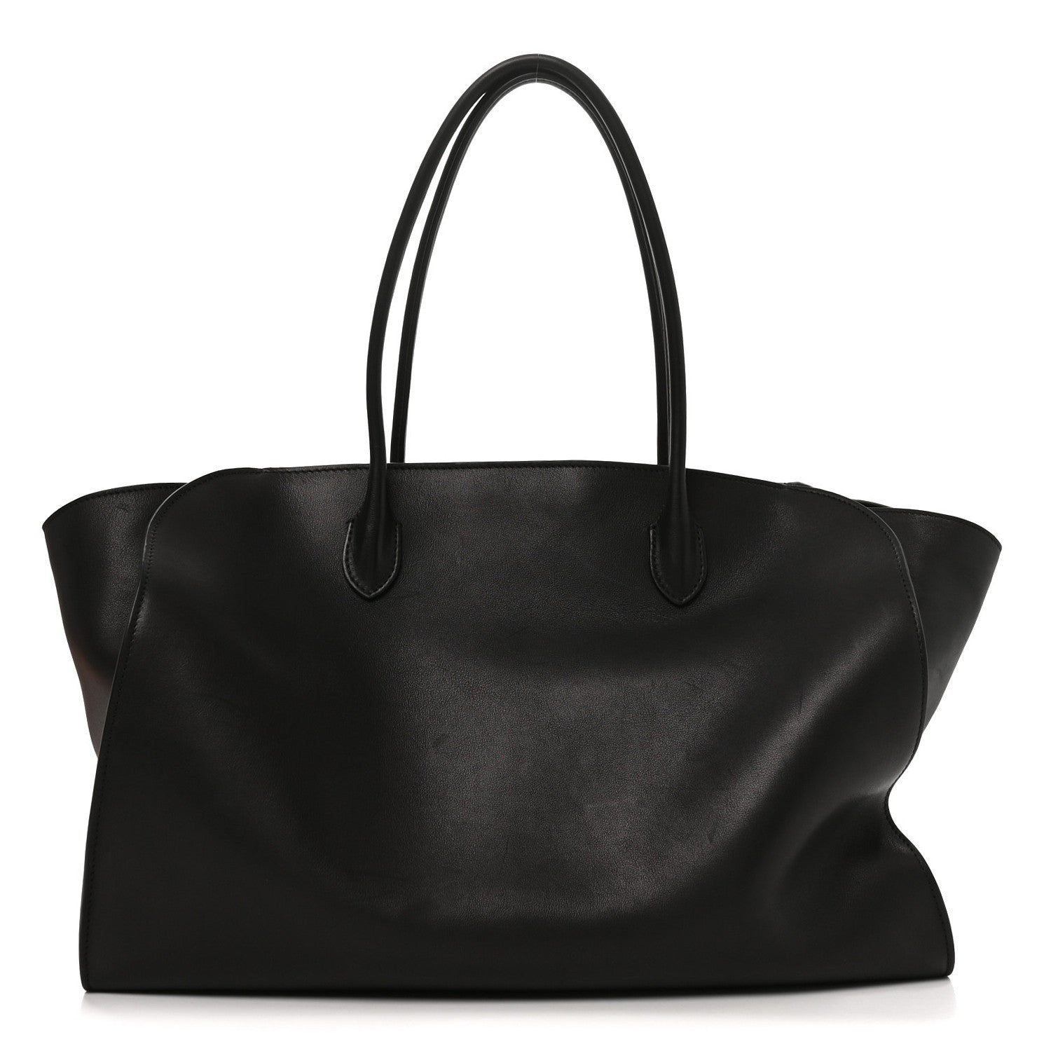 Polished Saddle Calfskin Marlo 17 Tote Bag Black