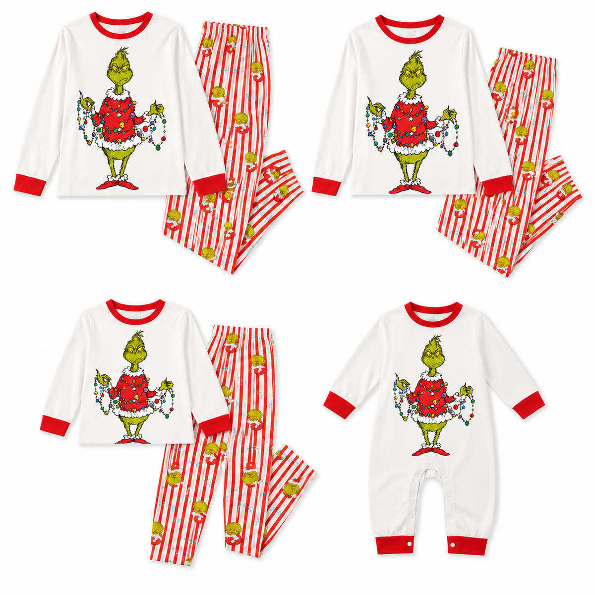 Crimson Noel-Family Matching Grinch Christmas Pajamas