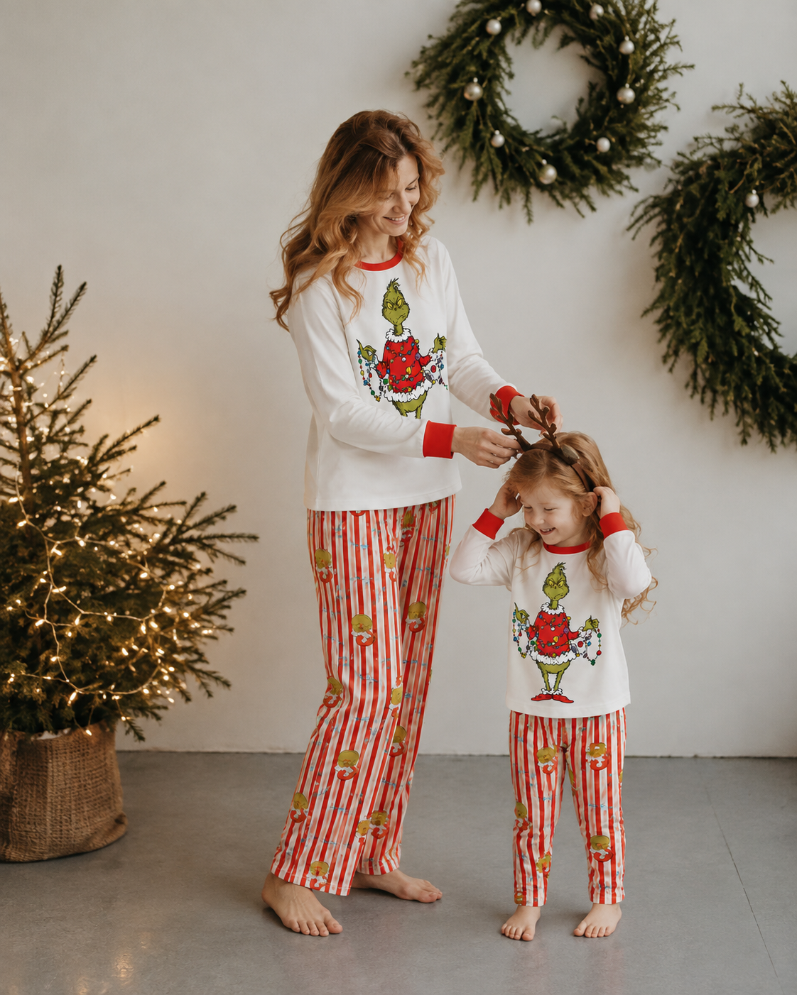 Crimson Noel-Family Matching Grinch Christmas Pajamas