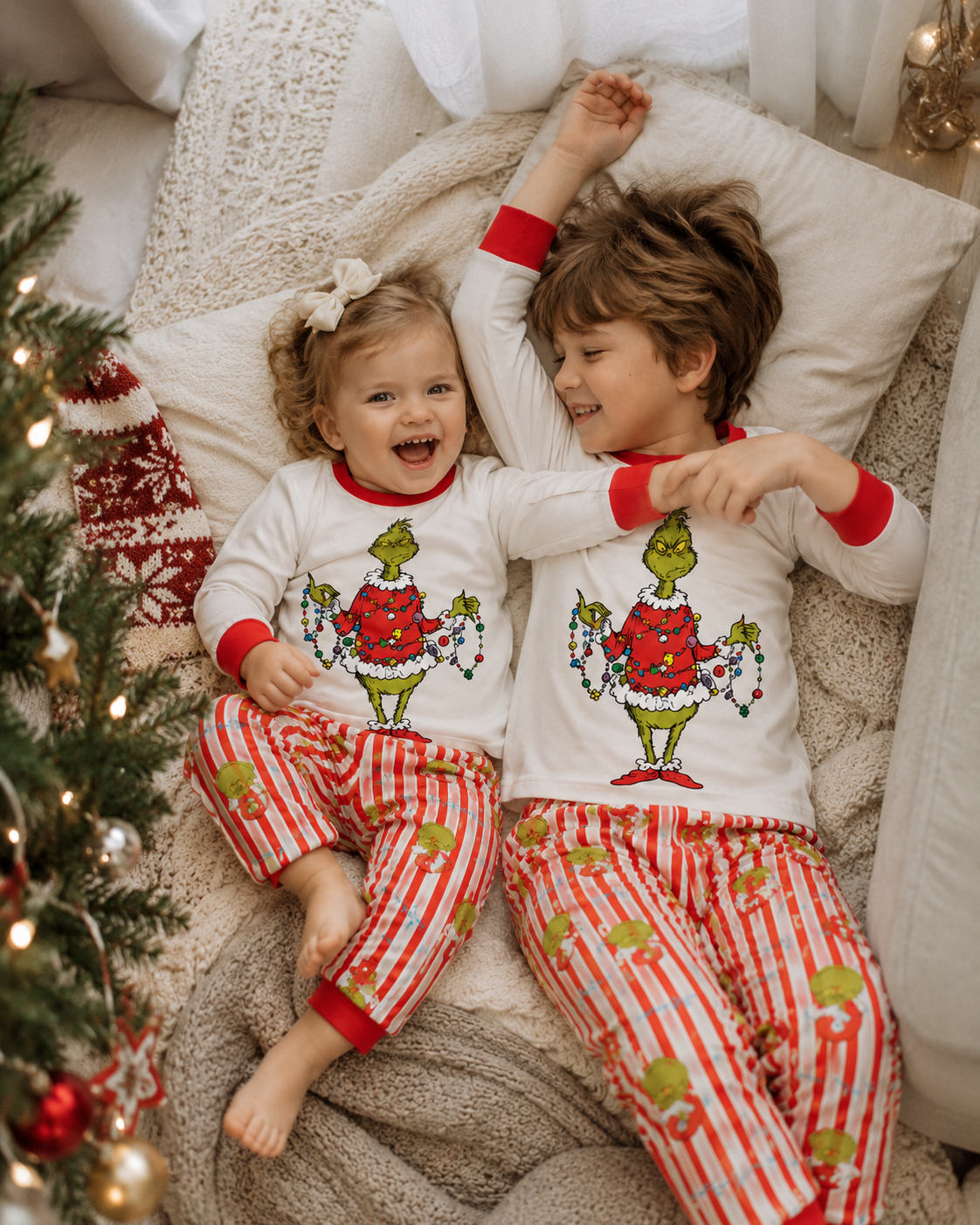 Crimson Noel-Family Matching Grinch Christmas Pajamas