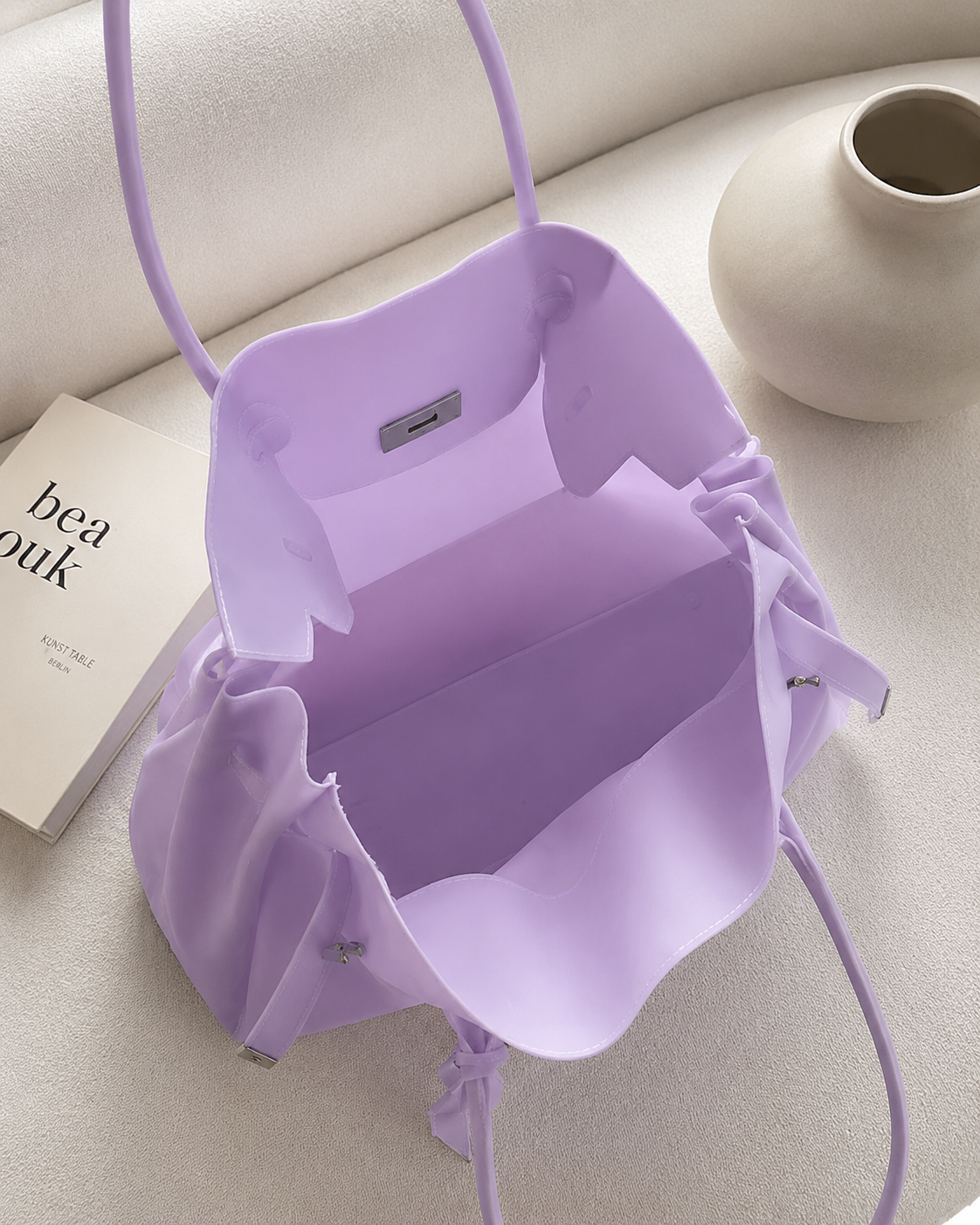 Transparent Solid Color Pvc Jelly Bag Women's Tote Bag