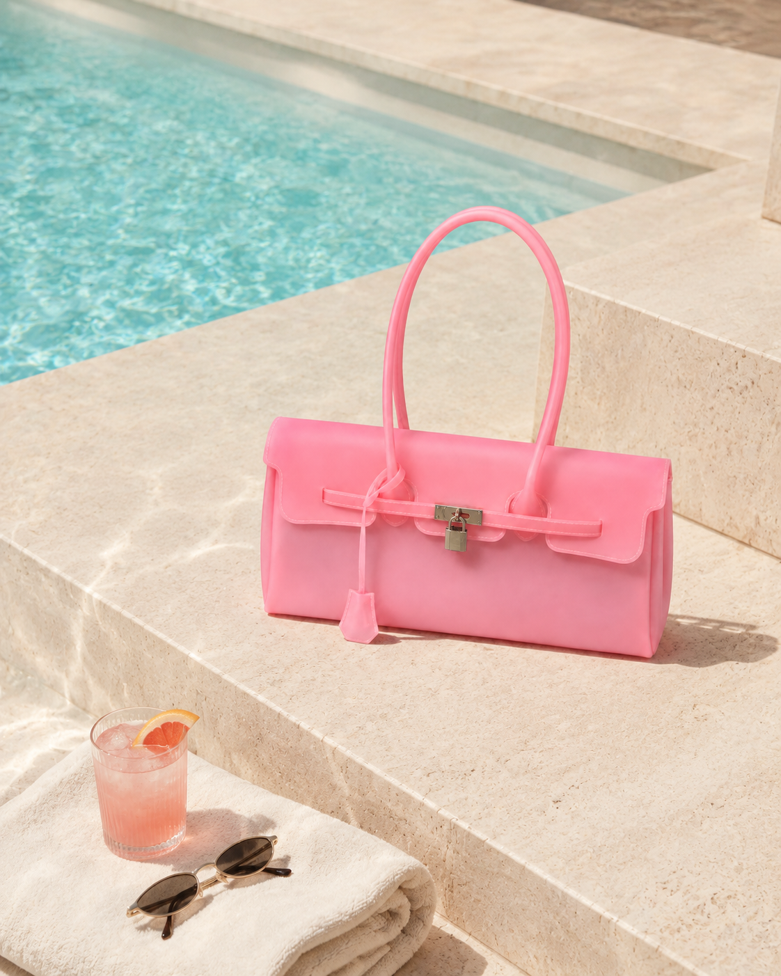 Horizontal Pink Color Jelly firkin bag