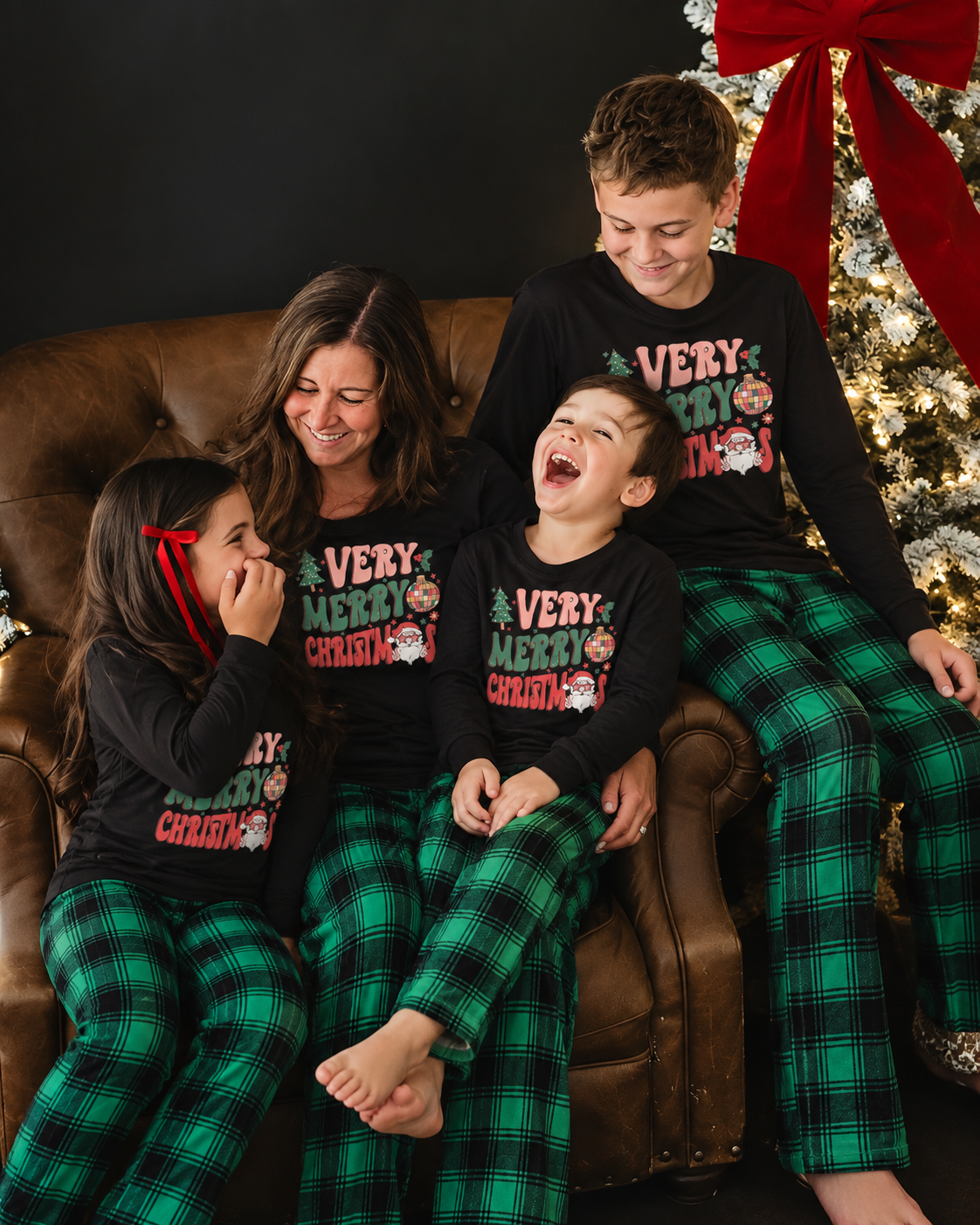 Cozy Ember-Green Plaid Family Christmas Pajamas