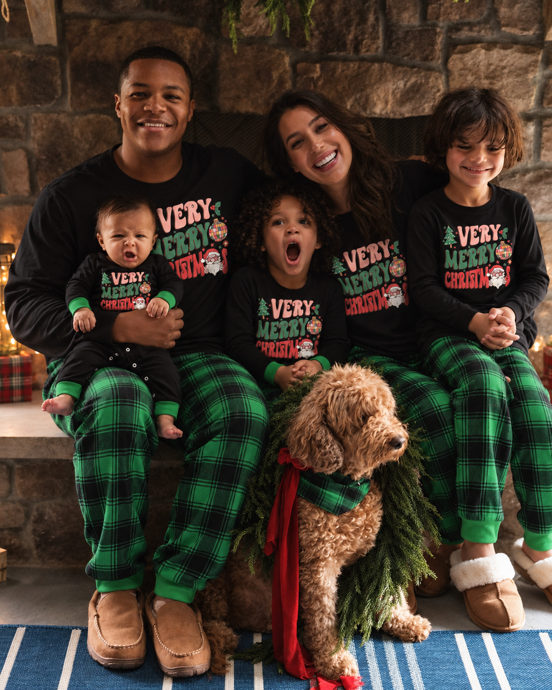 Cozy Ember-Green Plaid Family Christmas Pajamas