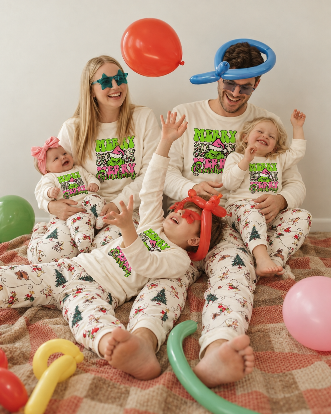 Pink Merry-Grinch Family Christmas Pajamas
