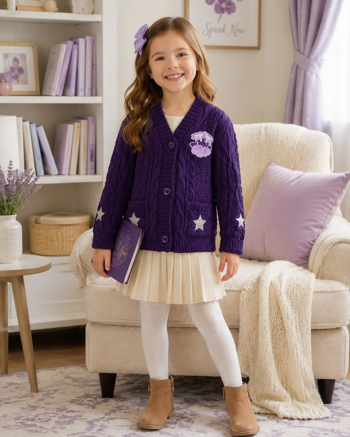 Speak Now Baby Cardigan Taylors Version, Purple Knit Sweater