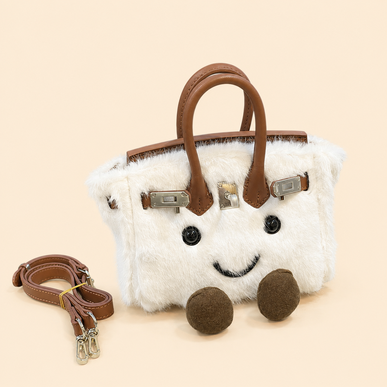 Fluffy Fox White-Jellycat Mini brikin  Bag