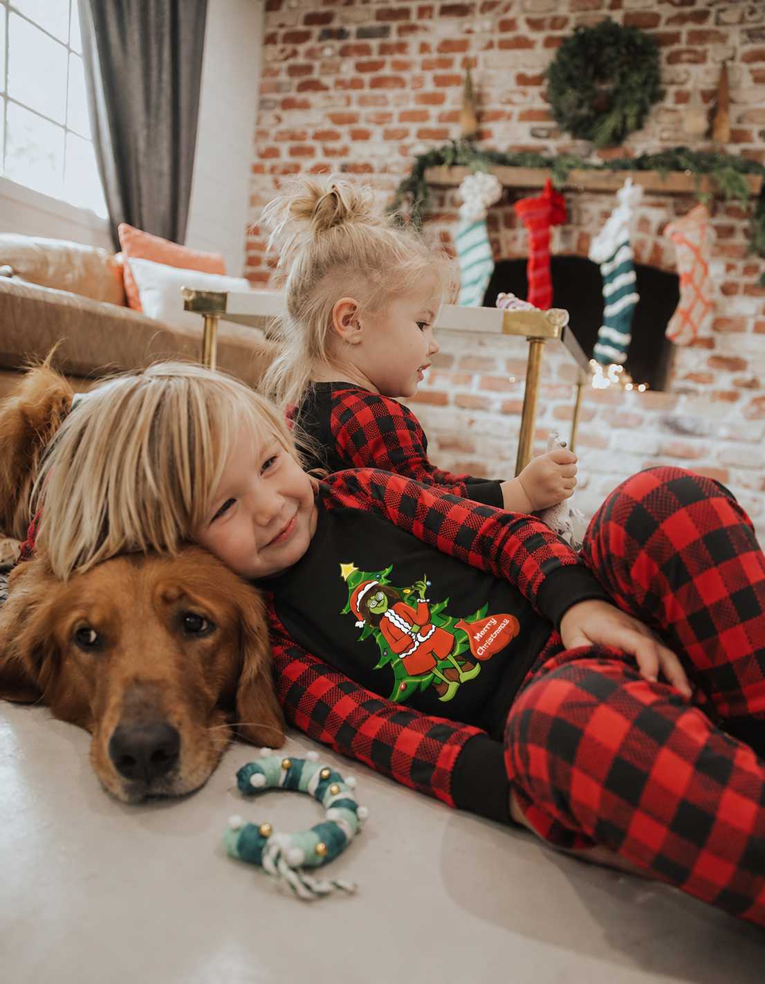 Grinch Magic-Black and Red Plaid Family Christmas Pajamas