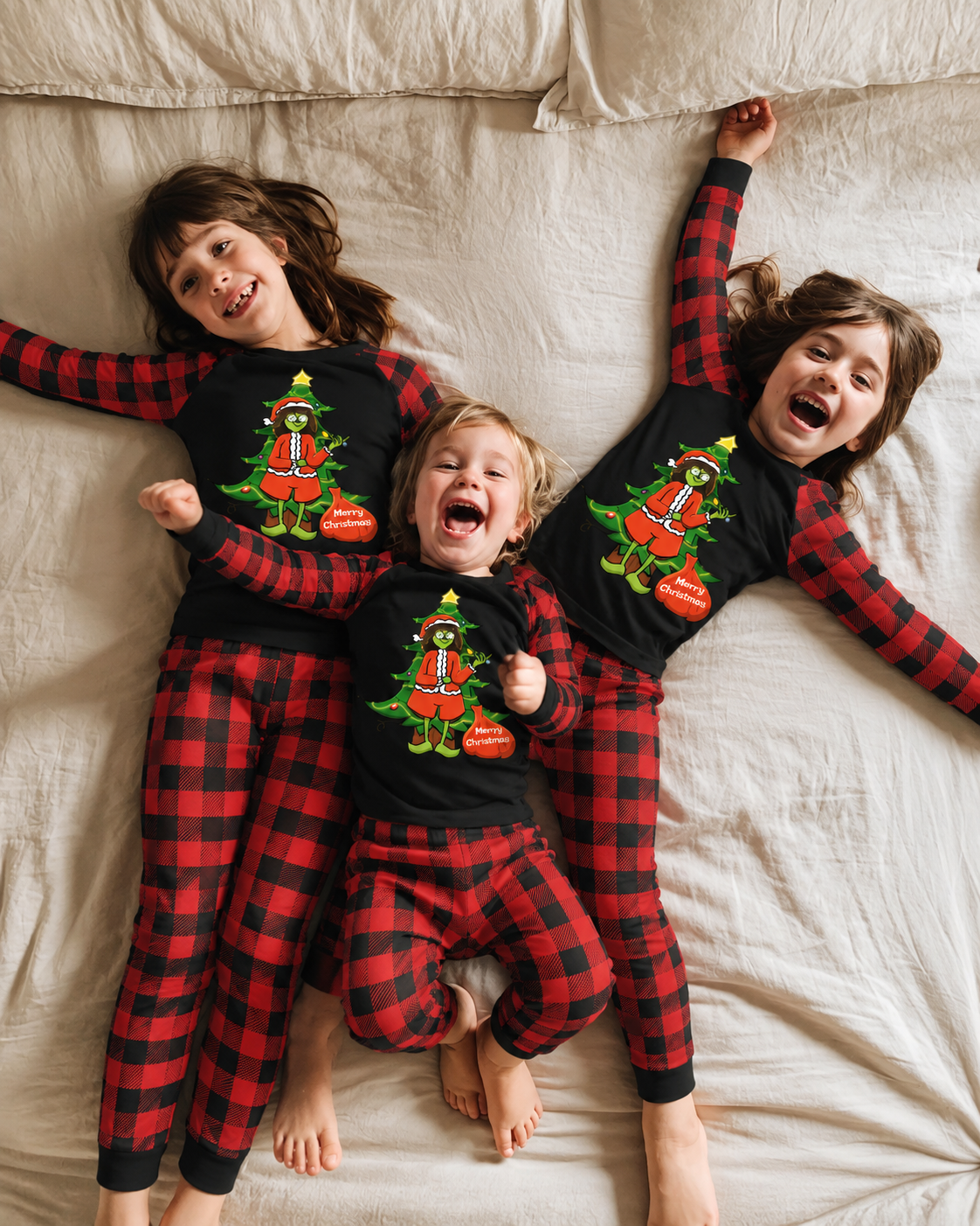 Grinch Magic-Black and Red Plaid Family Christmas Pajamas