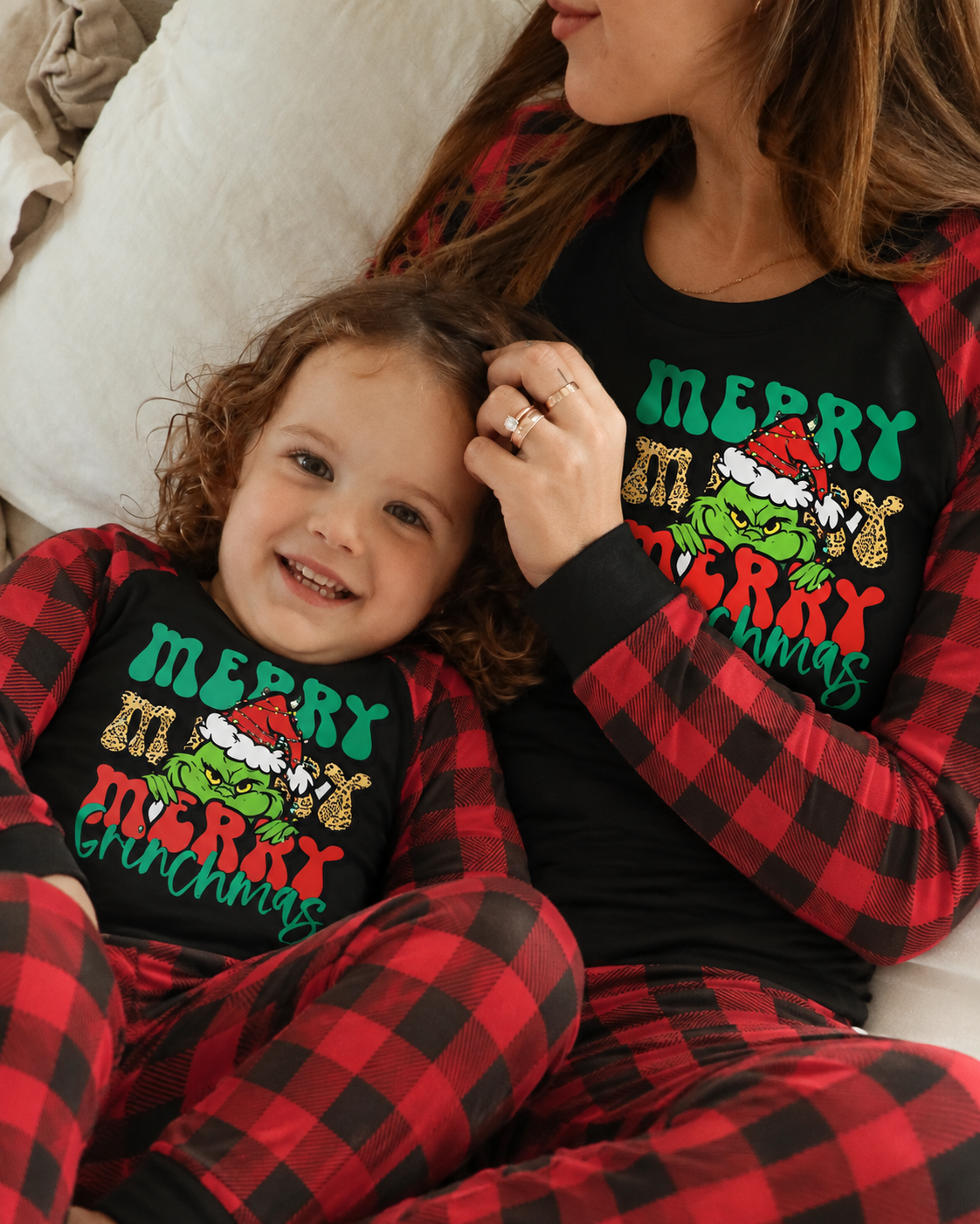 Grinch Red-Black and Red Plaid Family Christmas Pajamas