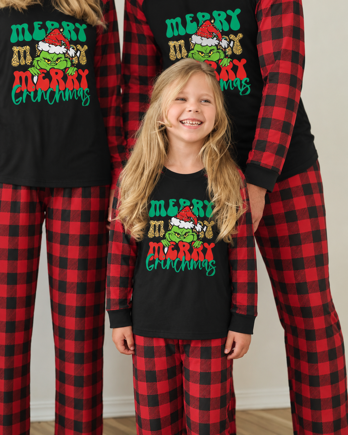 Grinch Red-Black and Red Plaid Family Christmas Pajamas