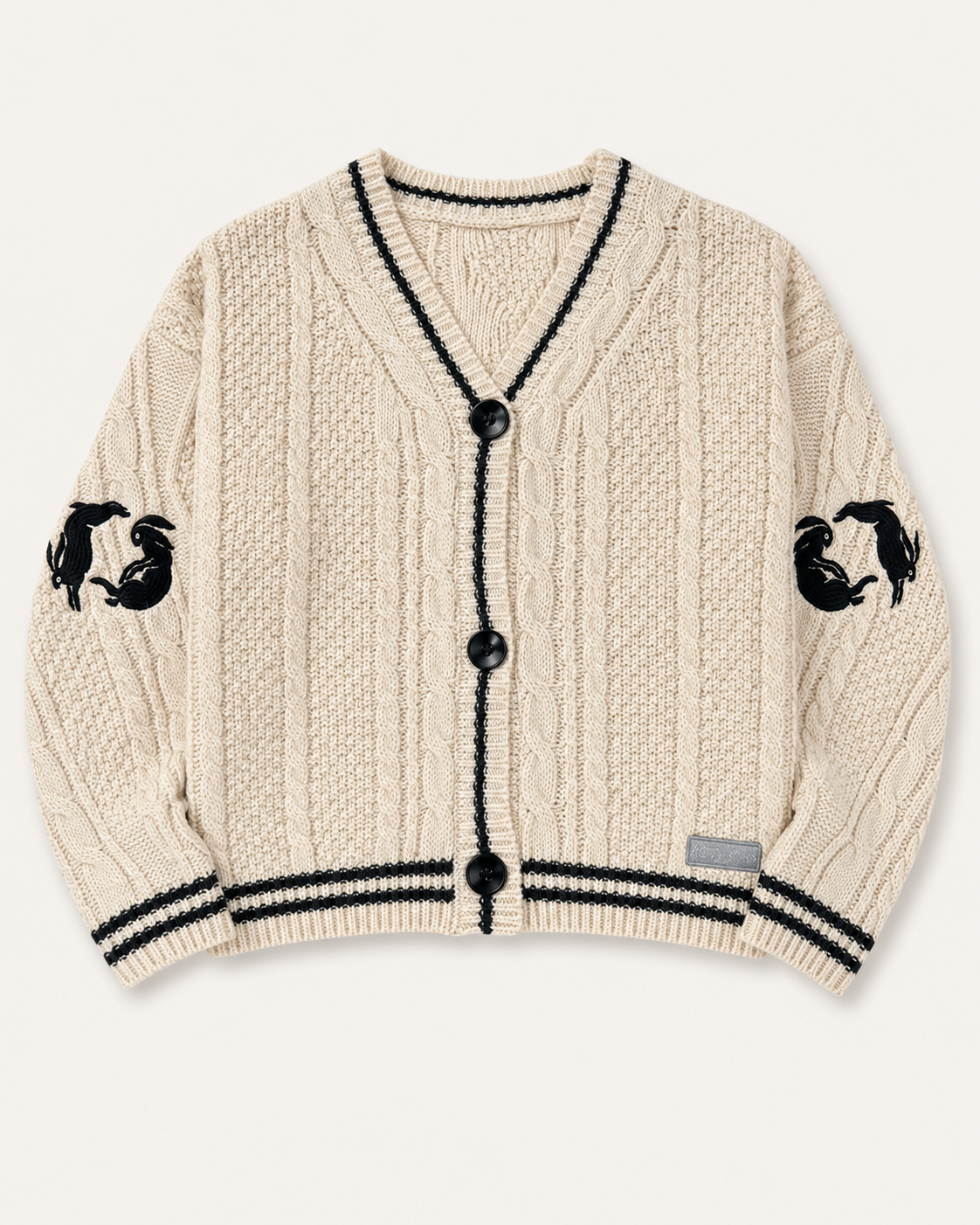Bunny Knit Embroidered Cardigan, Knitted Sweater