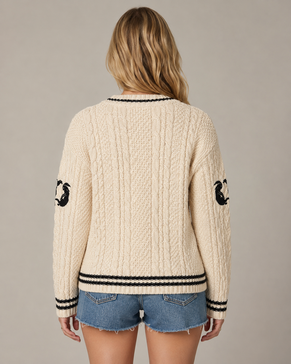 Bunny Knit Embroidered Cardigan, Knitted Sweater