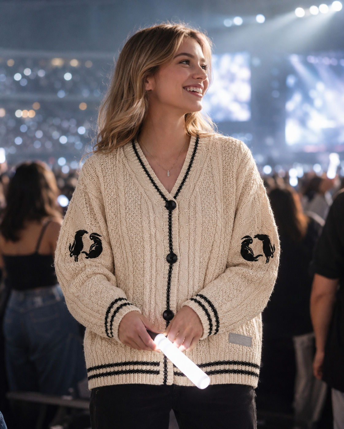 Bunny Knit Embroidered Cardigan, Knitted Sweater