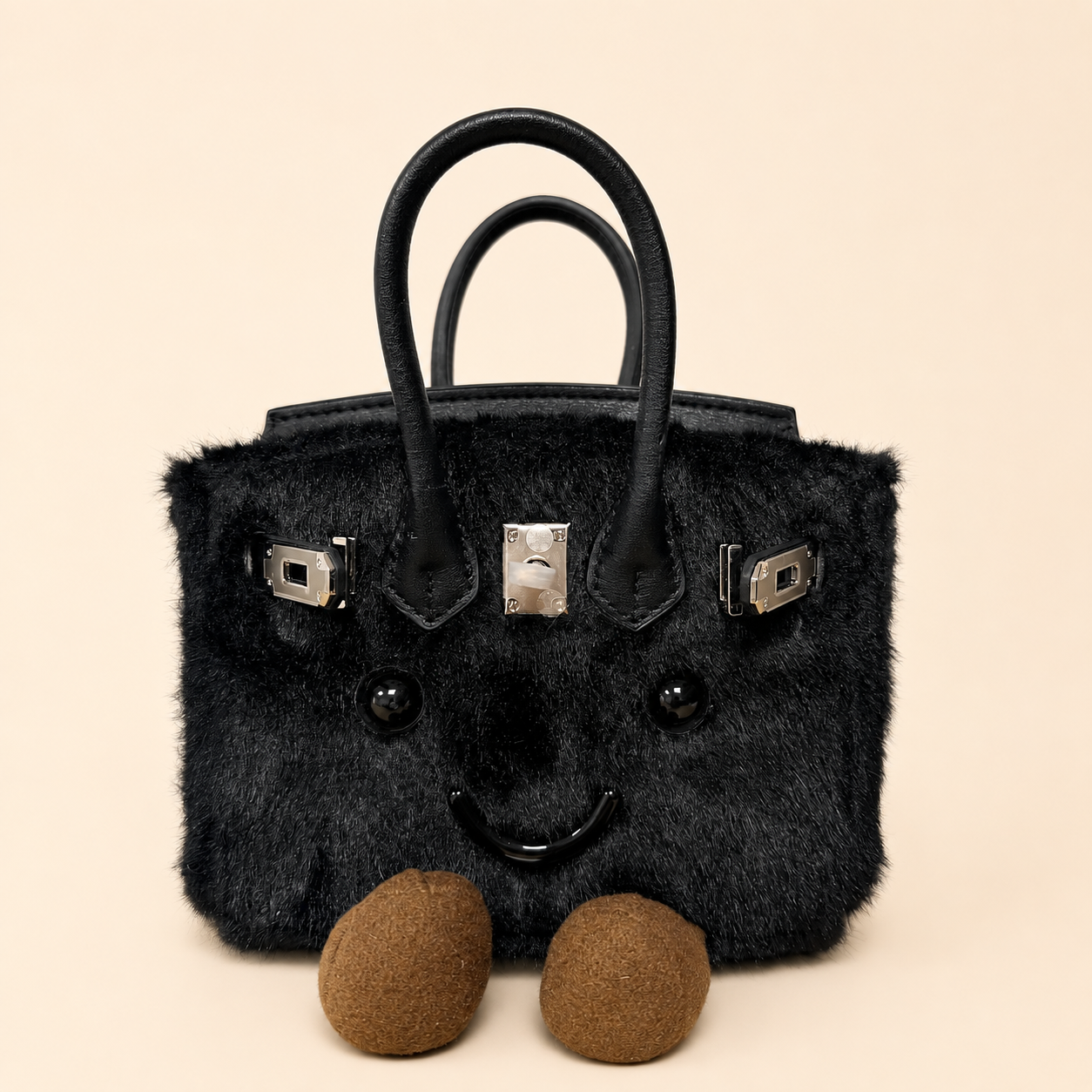 Fluffy Fox Black-Jellycat Mini brikin  Bag