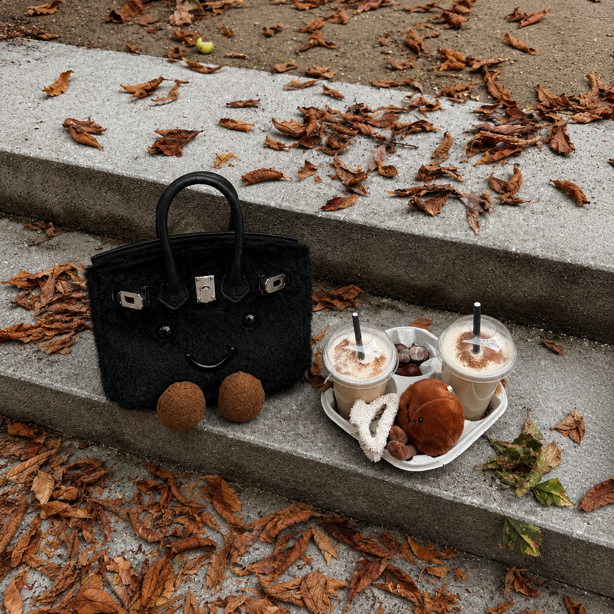 Fluffy Fox Black-Jellycat Mini brikin  Bag