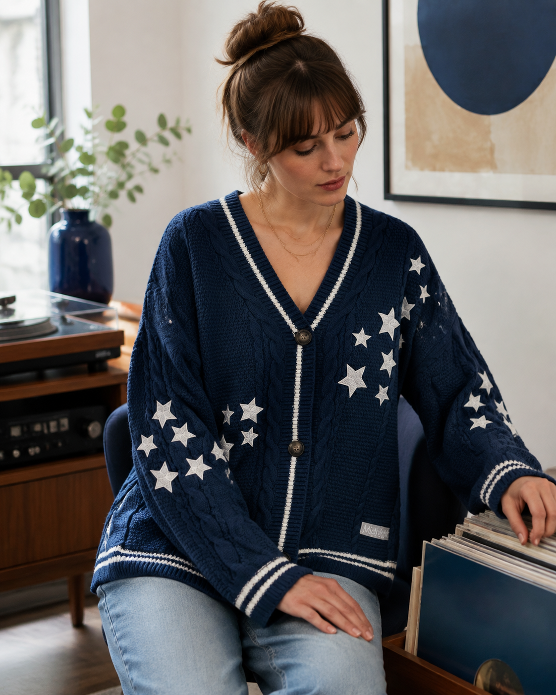Midnights Cardigan Taylors Version, Navy Blue Sweater