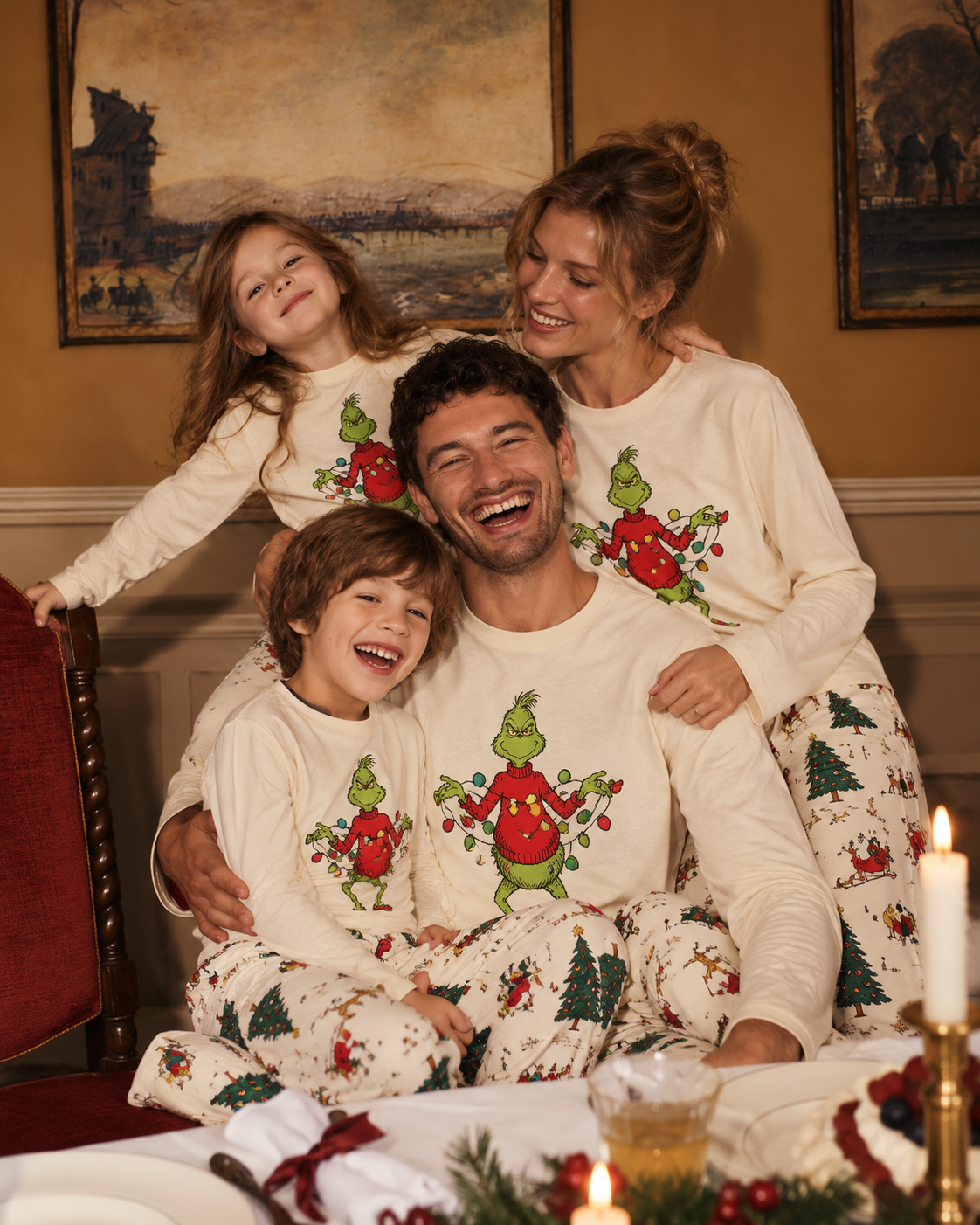 Lights Moment-Grinch Family Christmas Pajamas