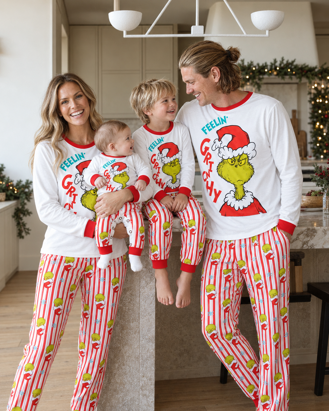 Festive Fusion-Family Matching Grinch Christmas Pajamas